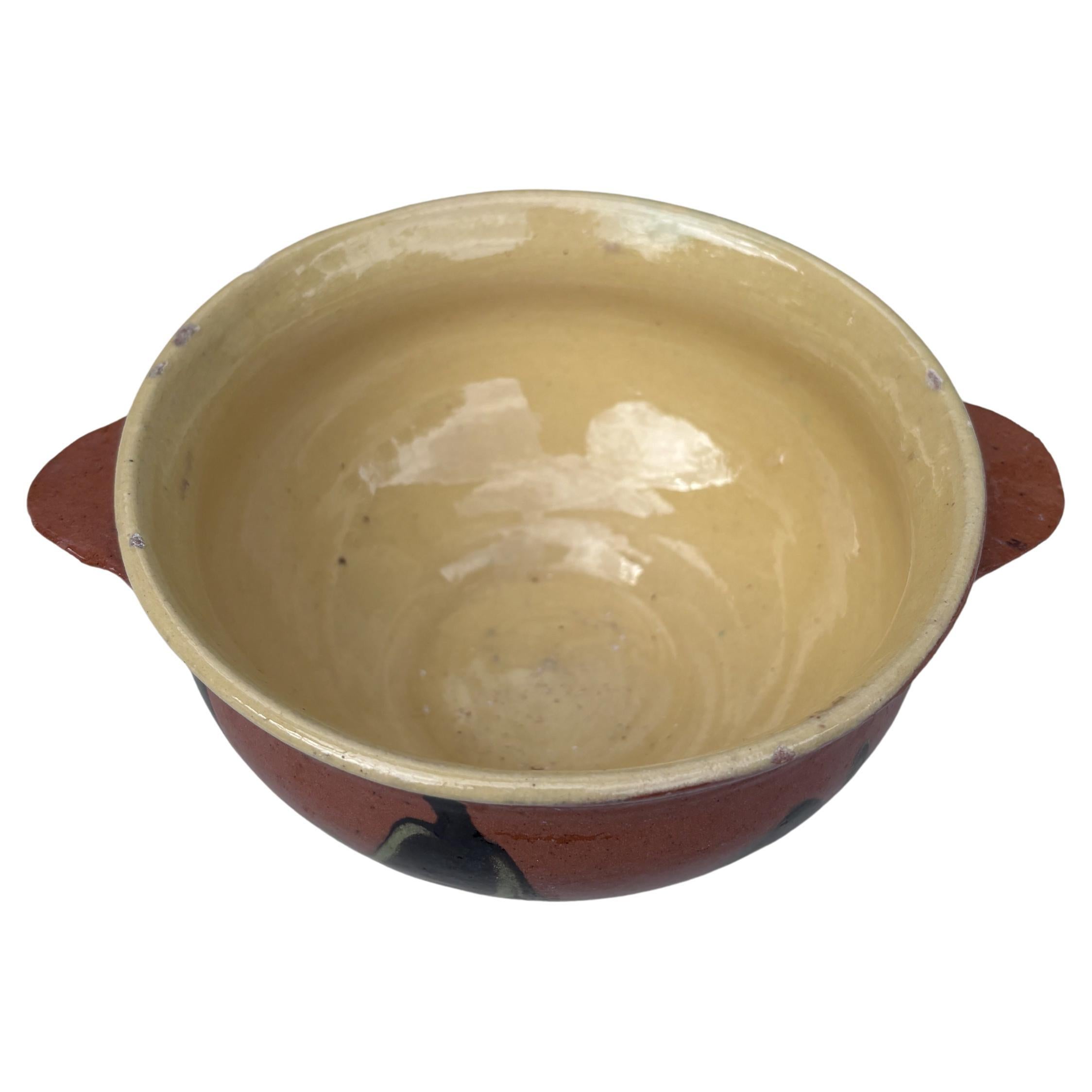 Country 19th Century Rustic French Pottery Bowl Savoie For Sale