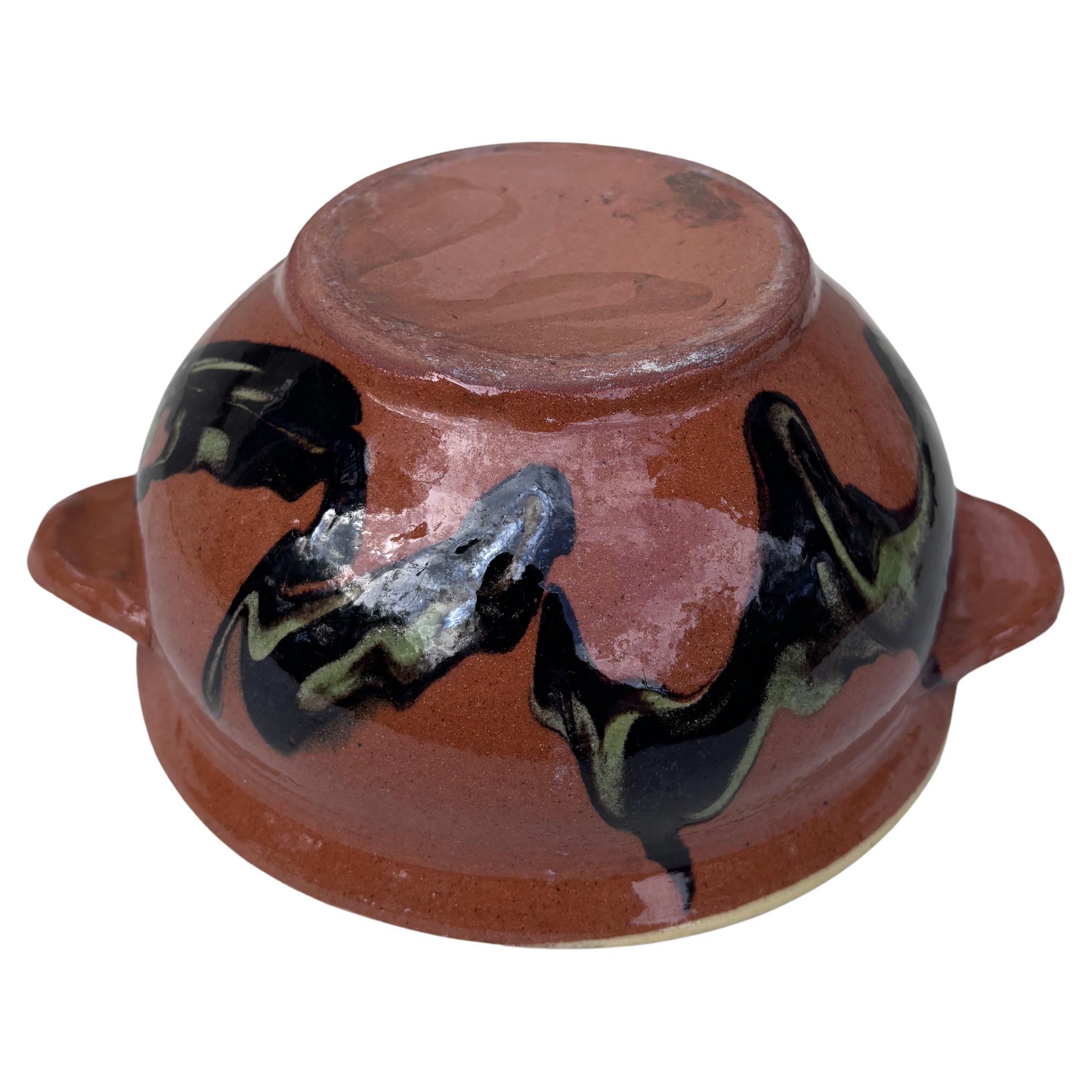 19th Century Rustic French Pottery Bowl Savoie In Good Condition For Sale In Austin, TX