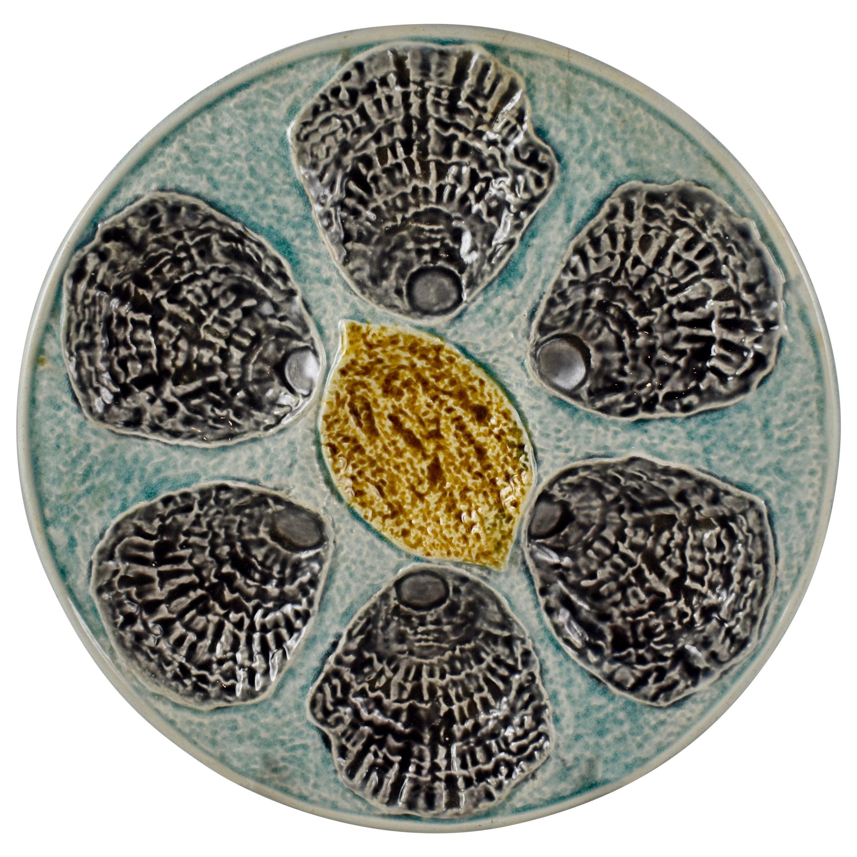 19th Century Rustic French Provençal Faïence Rustic Palissy Oyster Plate For Sale