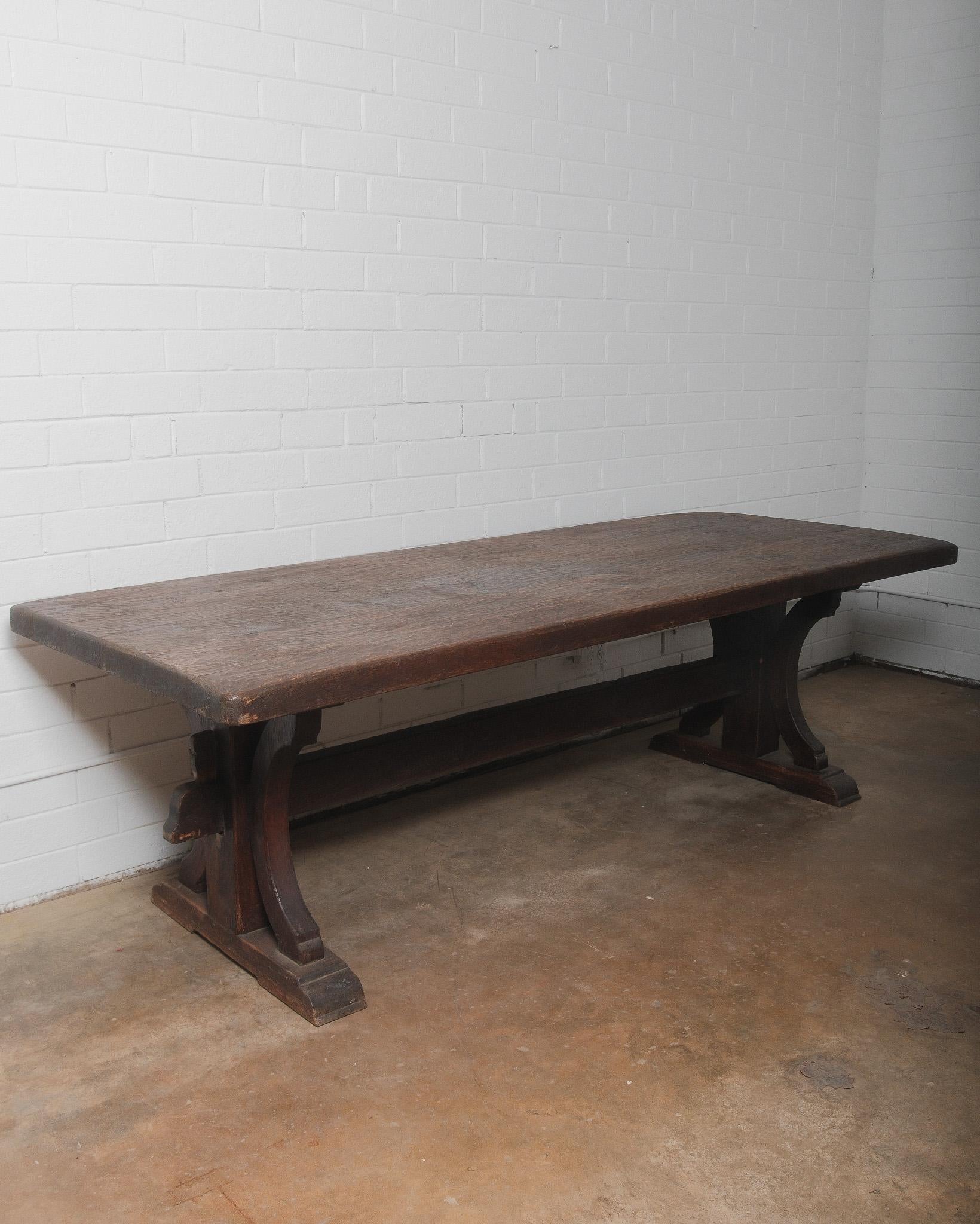 19th Century Rustic French Trestle Dining Table In Good Condition For Sale In High Point, NC