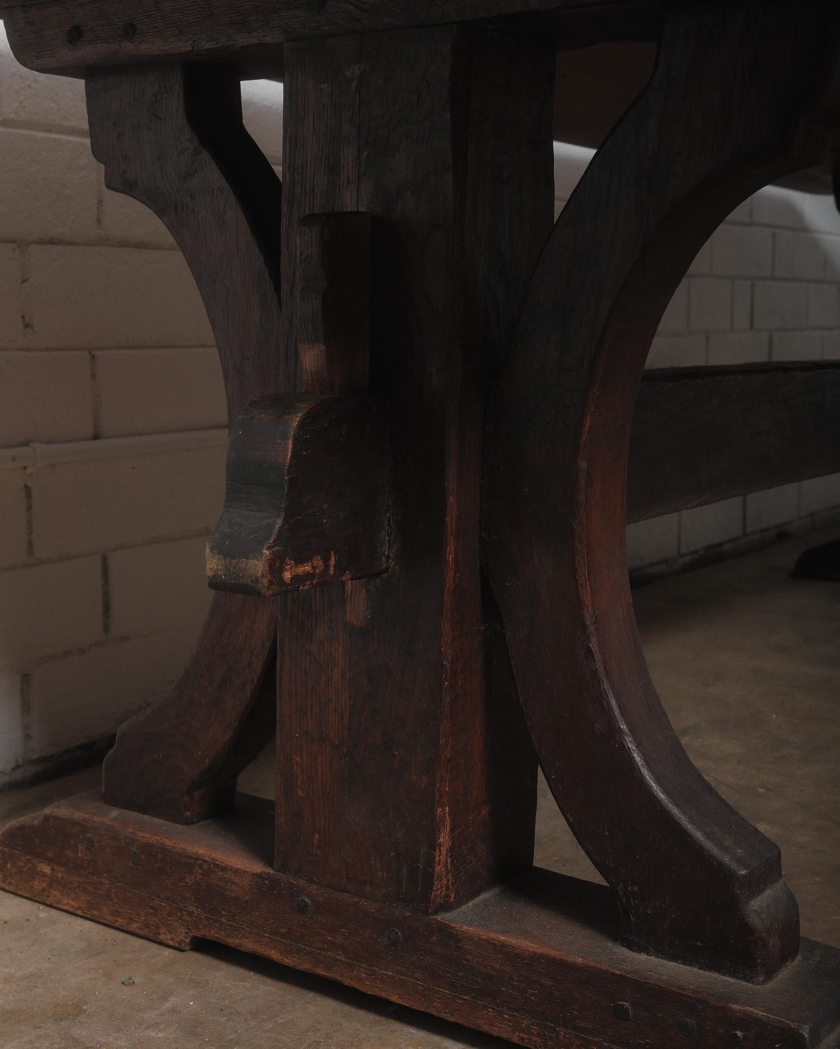 19th Century Rustic French Trestle Dining Table For Sale 1