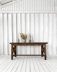 19th Century Rustic French Worktable with Metal Top