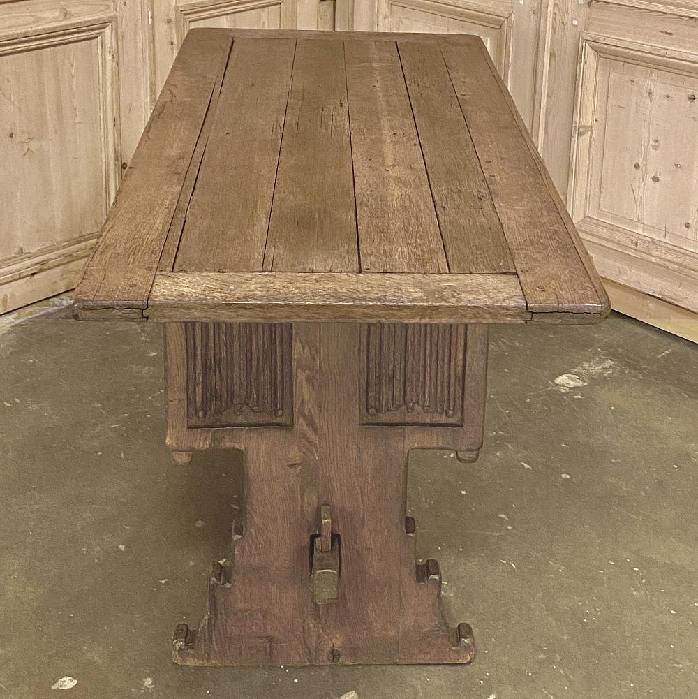 19th Century Rustic Gothic Oak Trestle Table 6