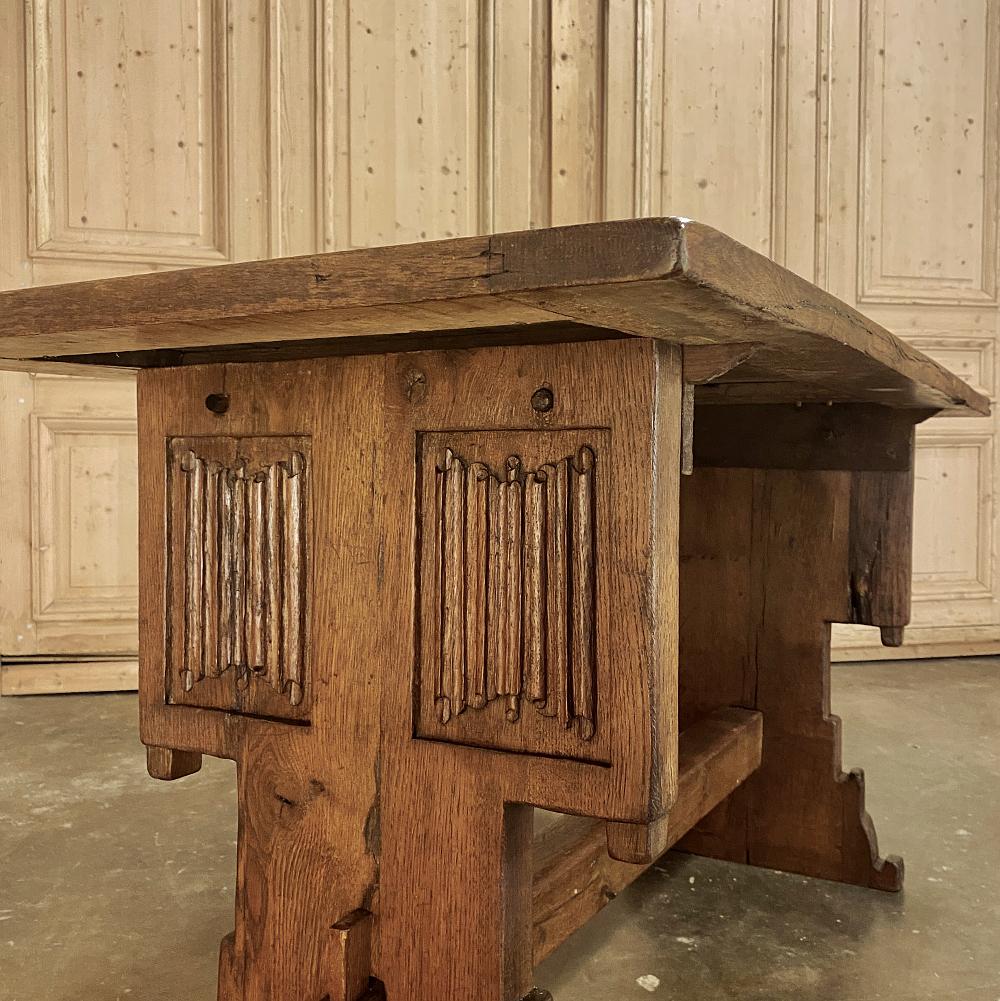 19th Century Rustic Gothic Oak Trestle Table 8