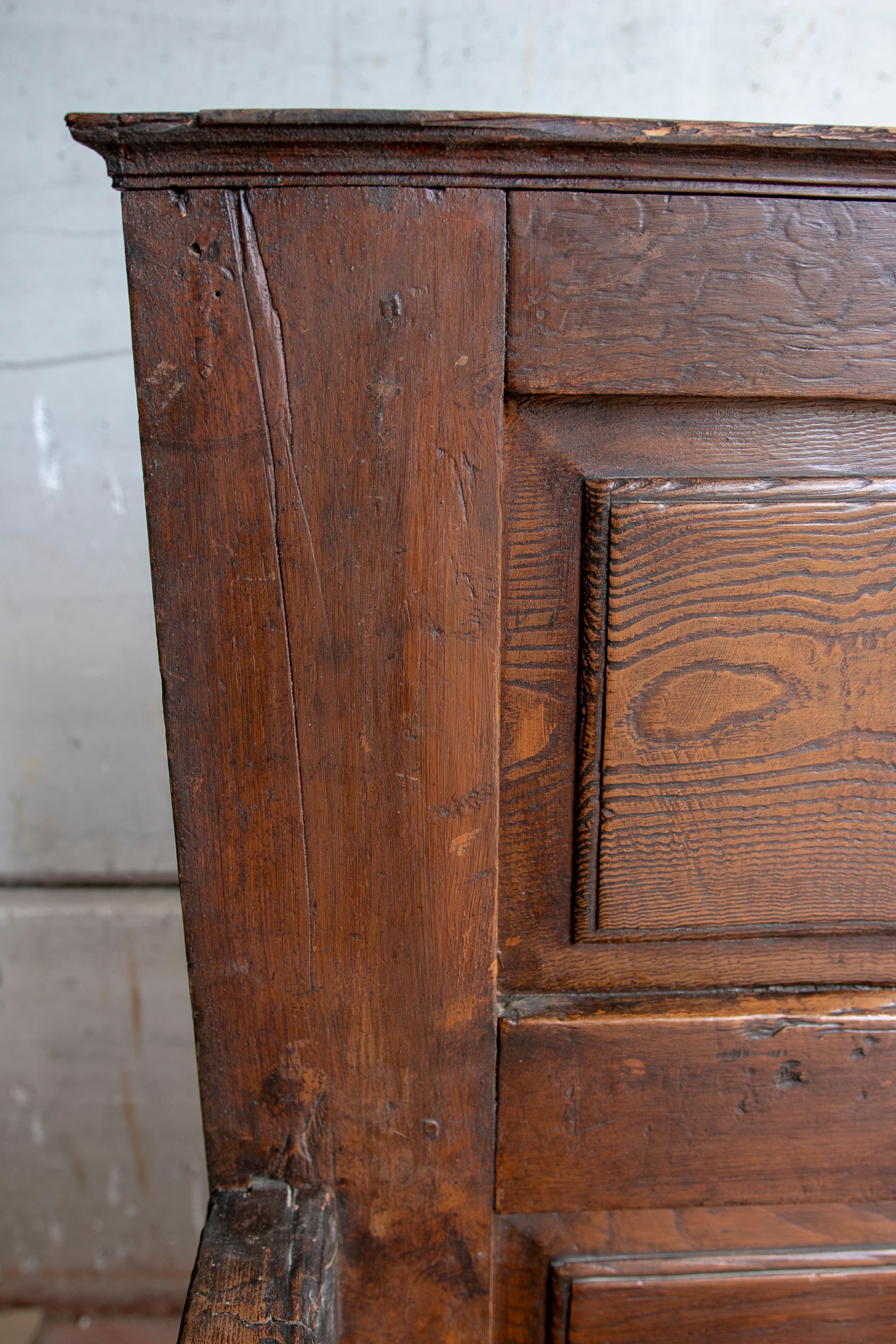 19th Century Rustic Hand Carved Wooden Bench 6