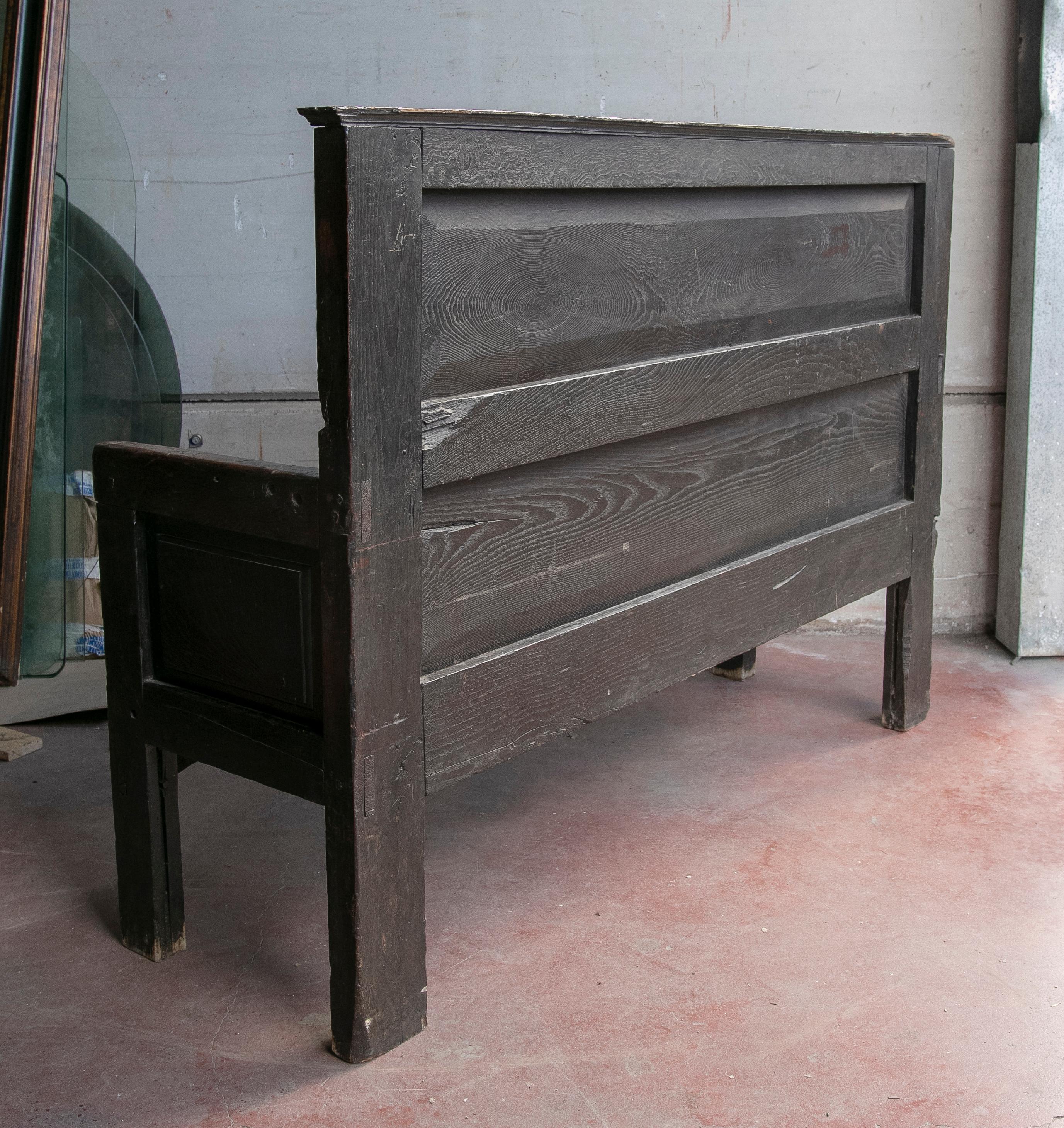 20th Century 19th Century Rustic Hand Carved Wooden Bench