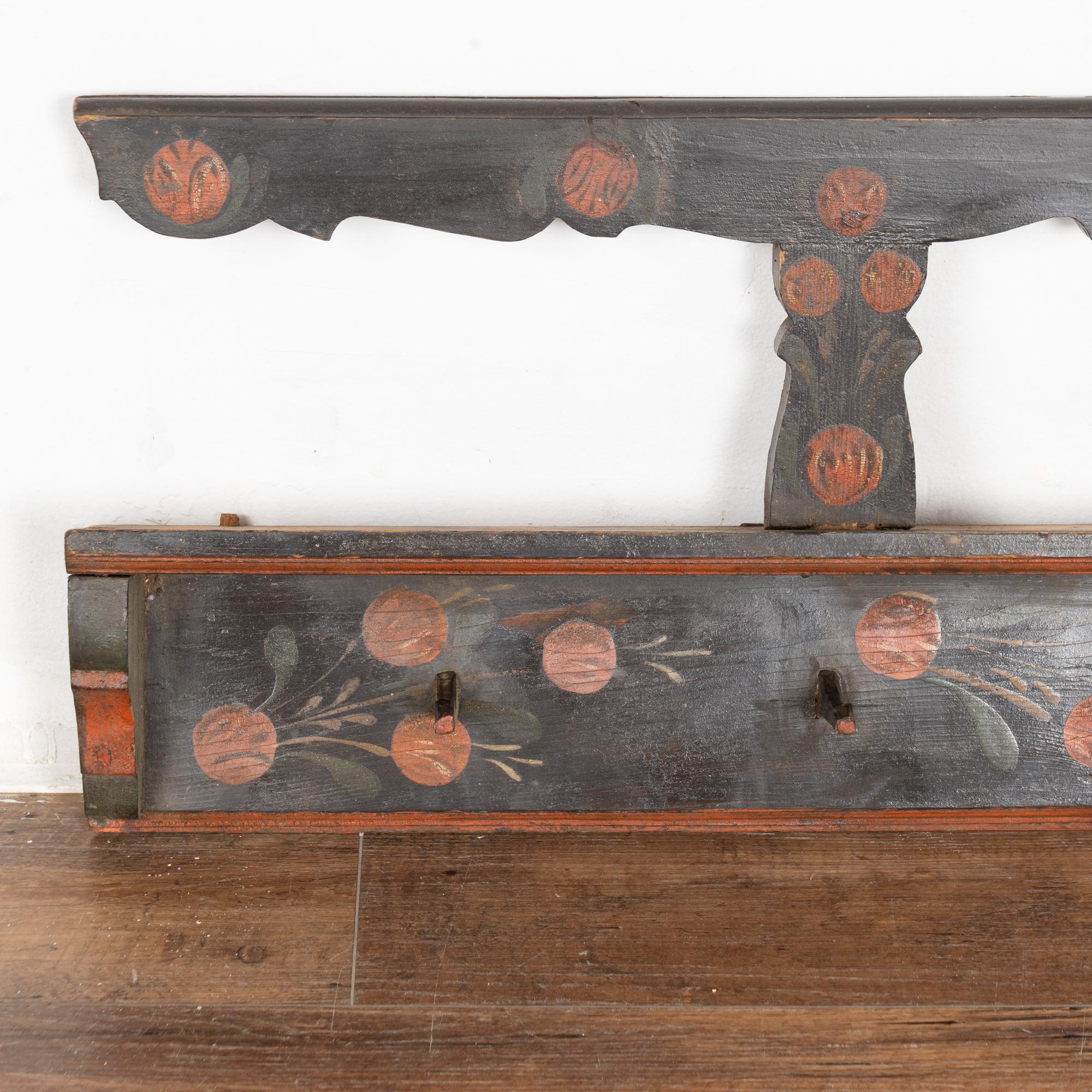 Hungarian 19th Century Rustic Hand-Painted 10 Peg Hanging Rack, Hungary