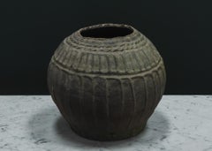 19th Century Rustic Handcrafted Ceramic Storage Jar, 20" Diameter