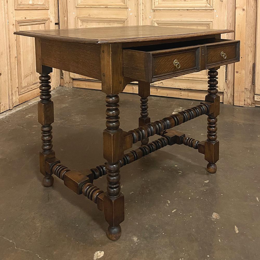 Hand-Crafted 19th Century Rustic Jacobean End Table For Sale