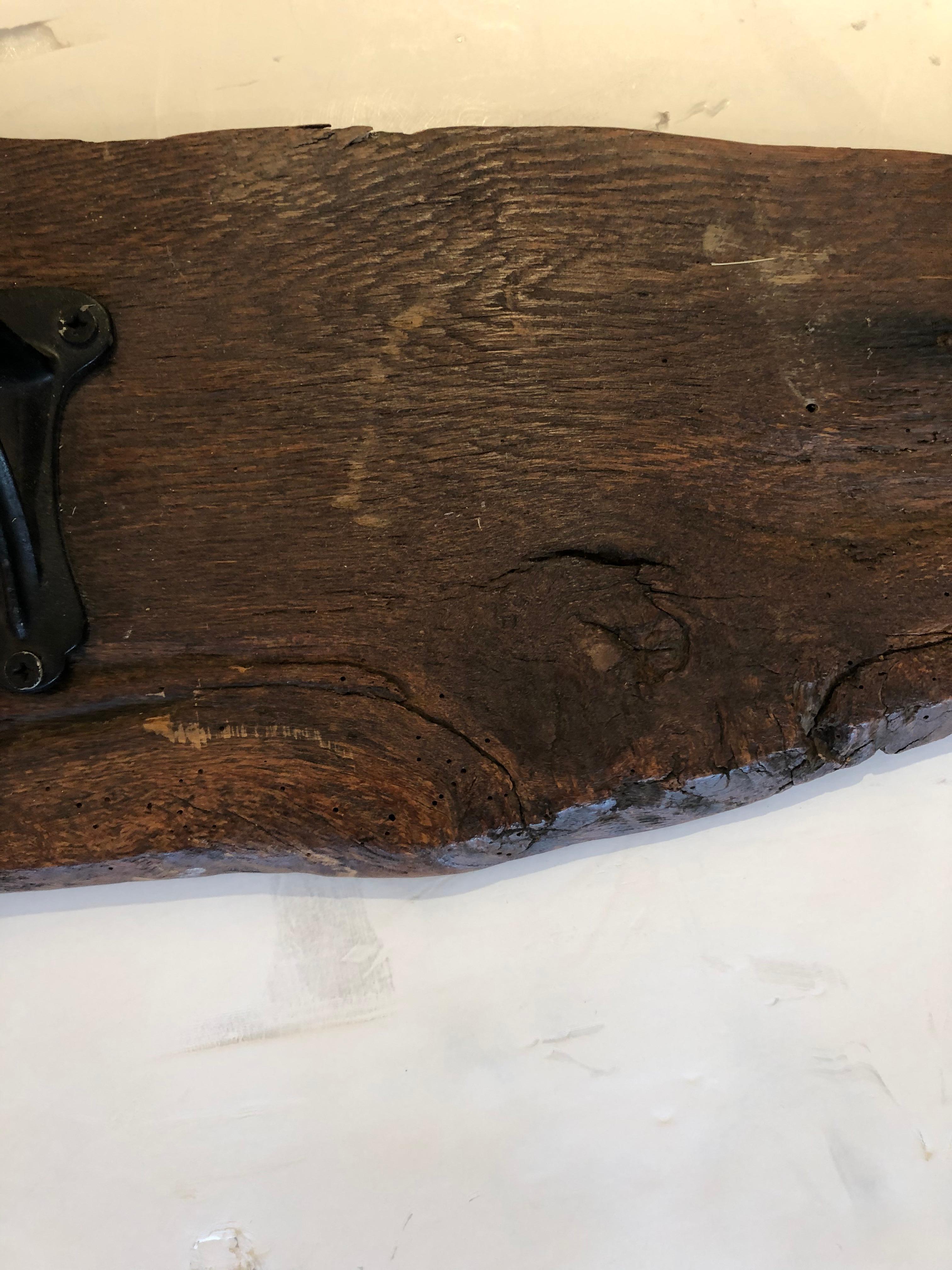 19th Century Rustic Live Edge Coat Hanger Plaque In Good Condition For Sale In Hopewell, NJ