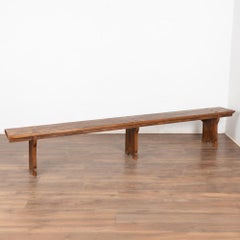 19th Century Rustic Long Pine Backless Bench from Hungary