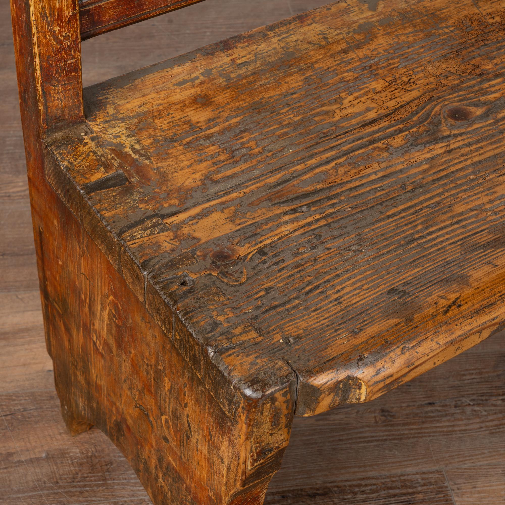 19th Century Rustic Long Pine Swedish Country Bench 1
