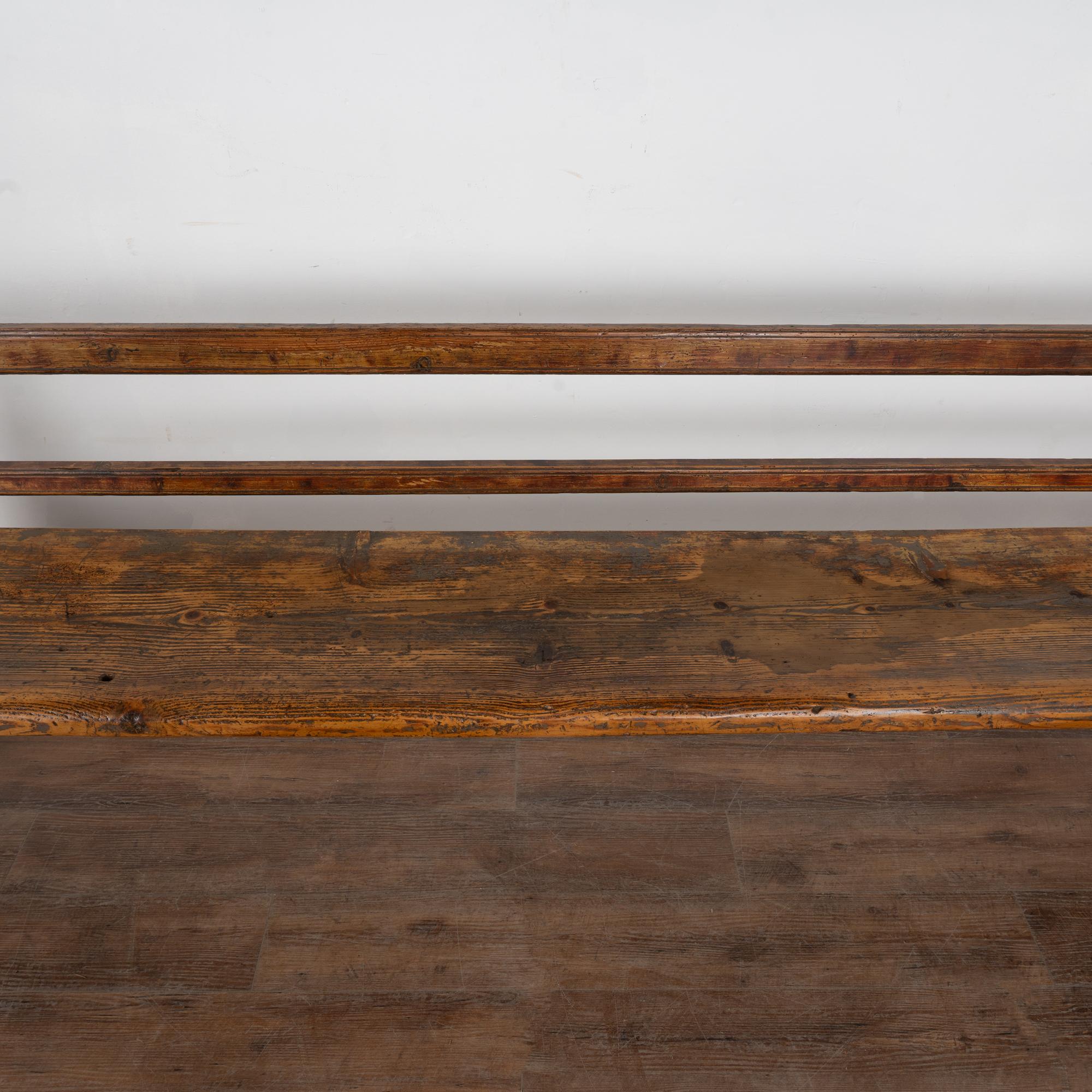19th Century Rustic Long Pine Swedish Country Bench 2