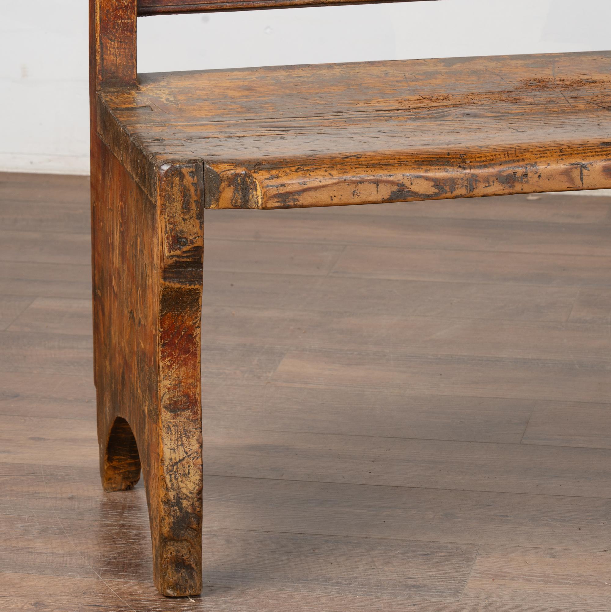 19th Century Rustic Long Pine Swedish Country Bench 3