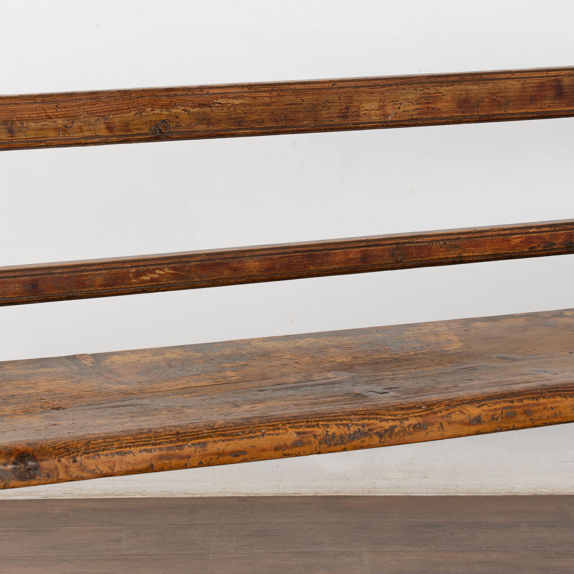 19th Century Rustic Long Pine Swedish Country Bench 4