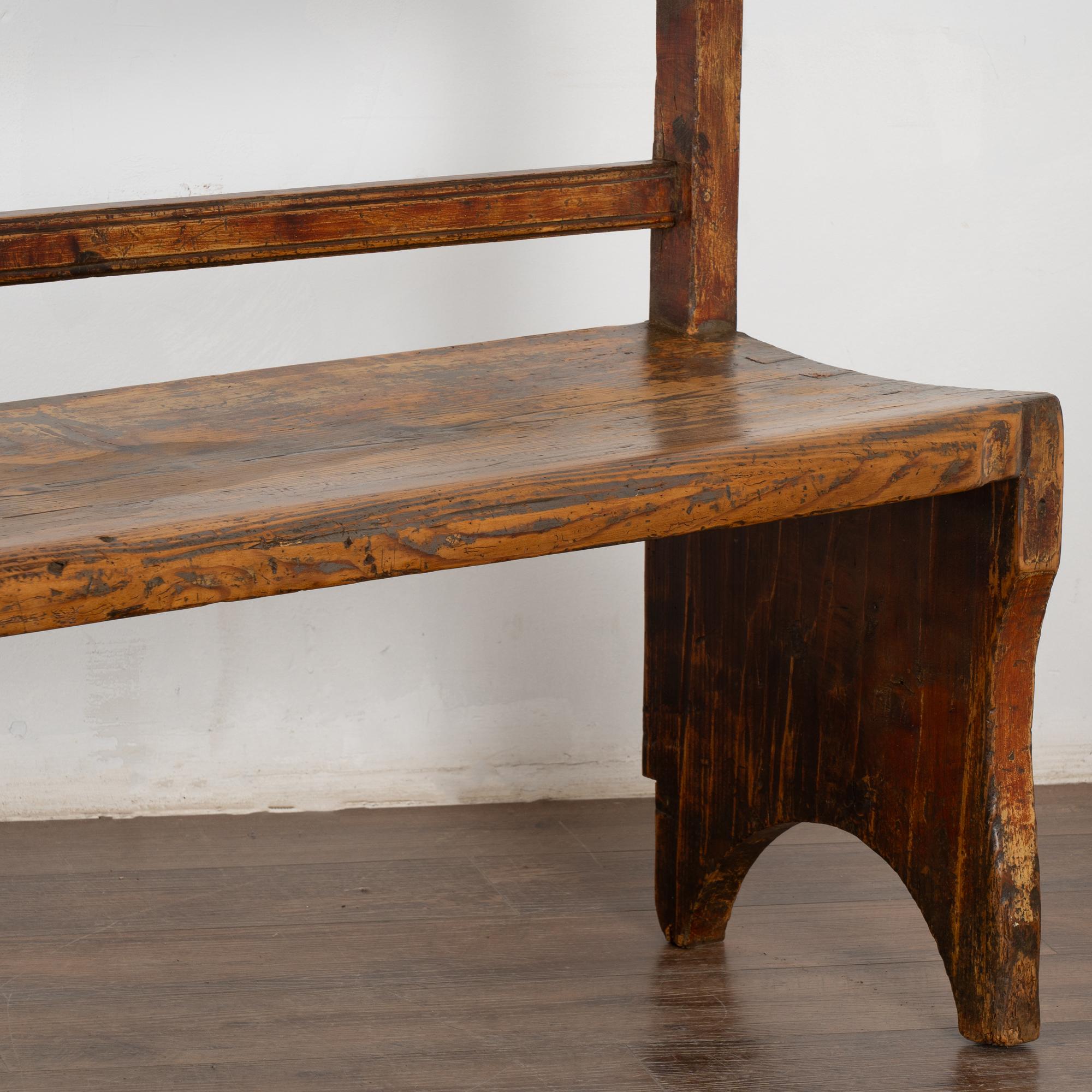 19th Century Rustic Long Pine Swedish Country Bench 5