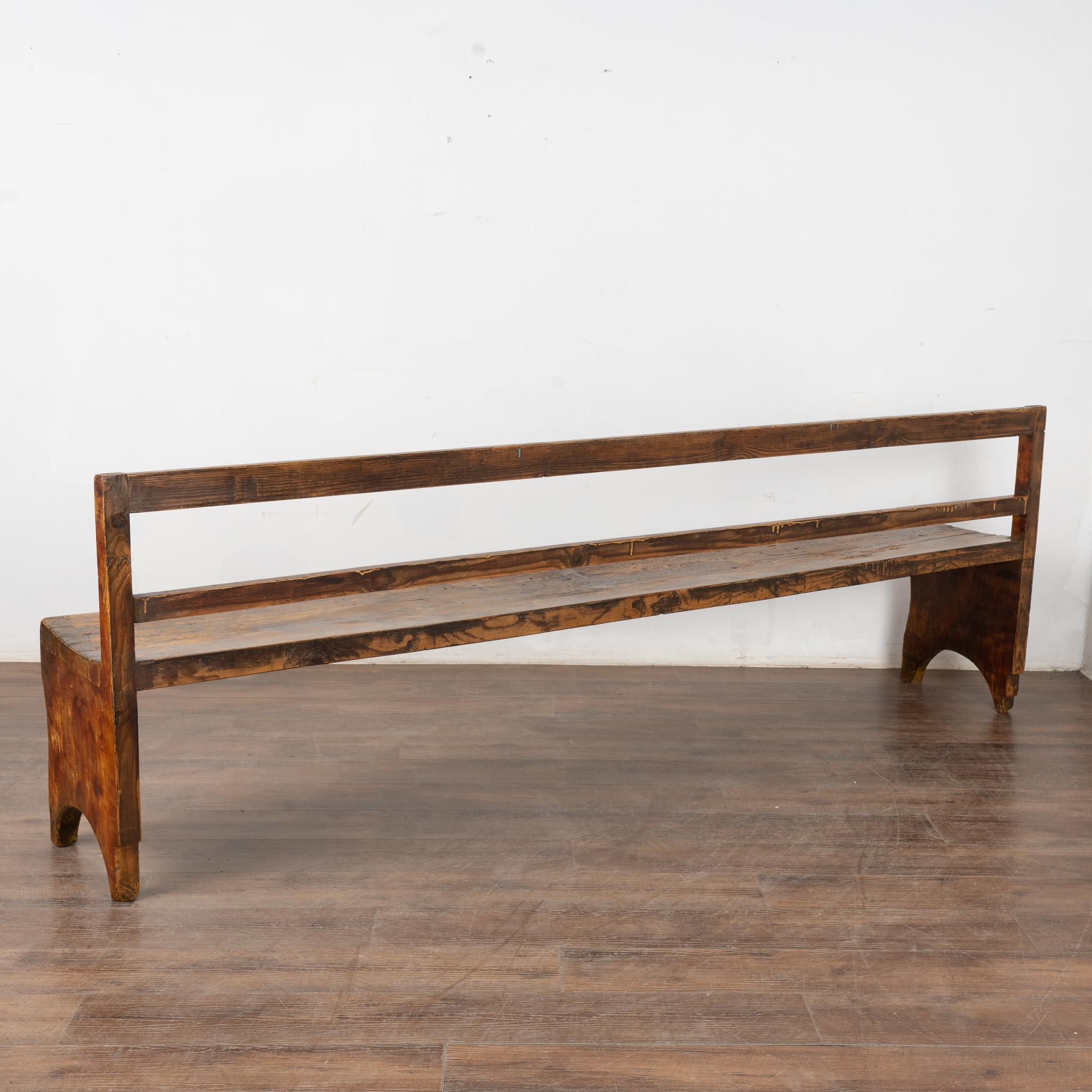 19th Century Rustic Long Pine Swedish Country Bench 6