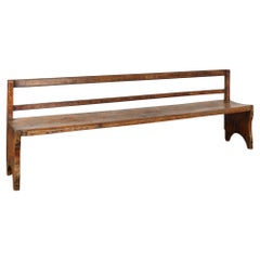 19th Century Rustic Long Pine Swedish Country Bench