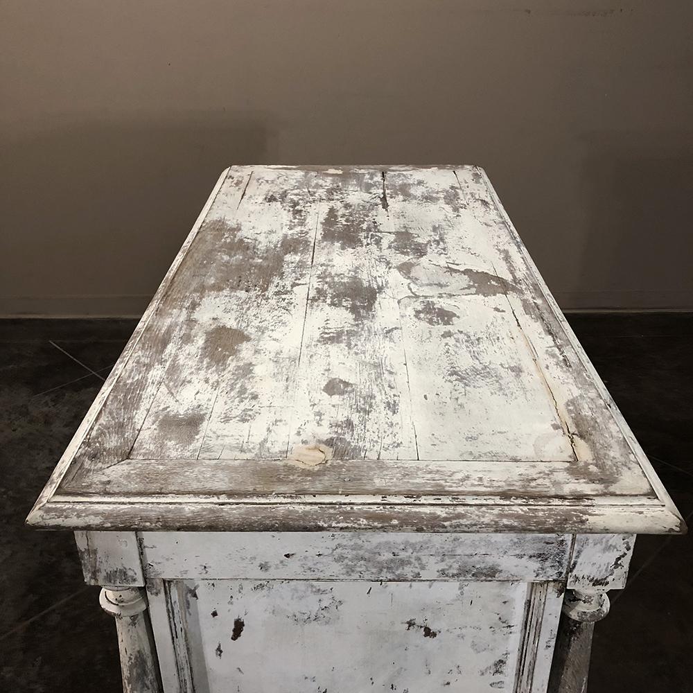 19th Century Rustic Neoclassical Painted Store Counter 2