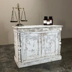 19th Century Rustic Neoclassical Painted Store Counter