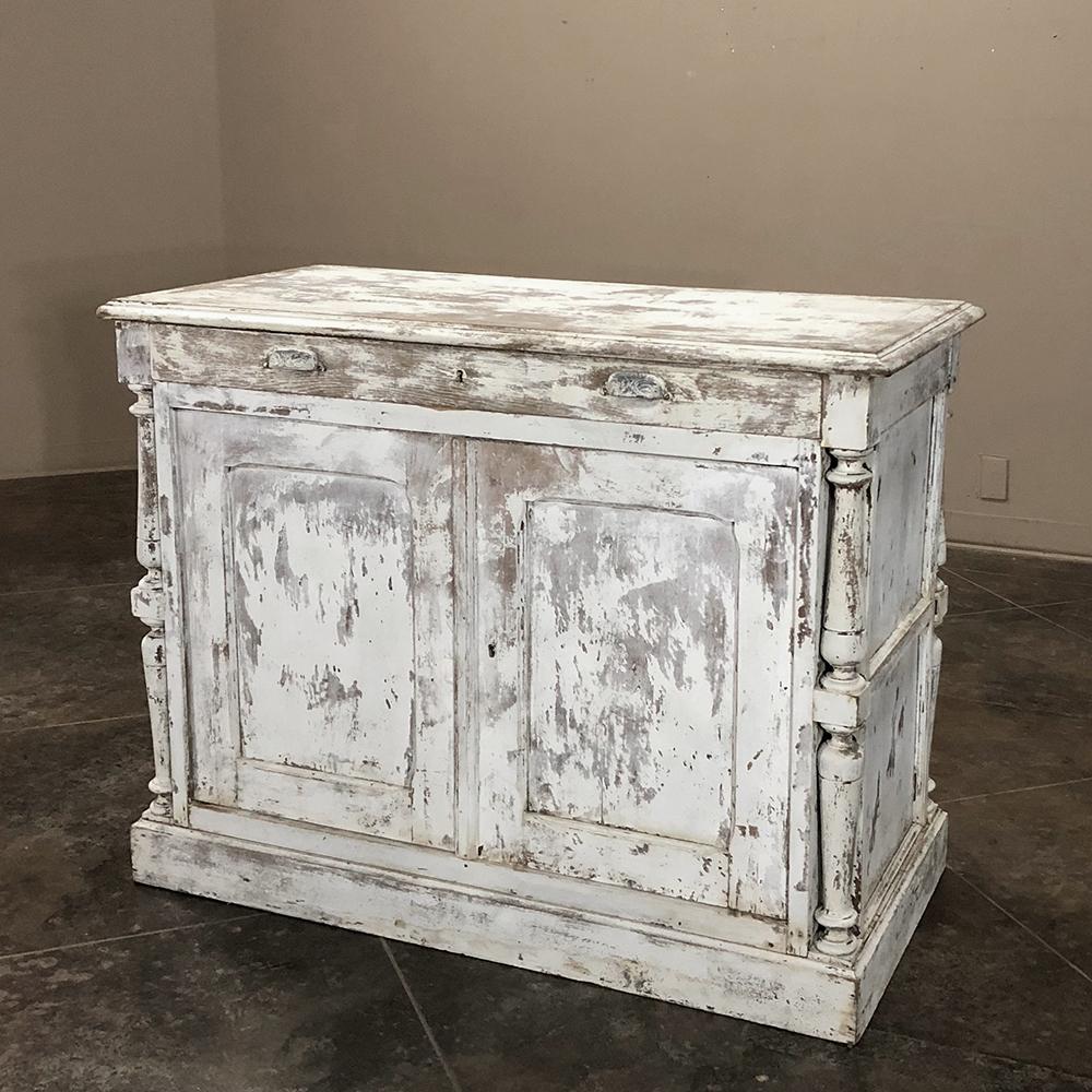 French Provincial 19th Century Rustic Neoclassical Painted Store Counter