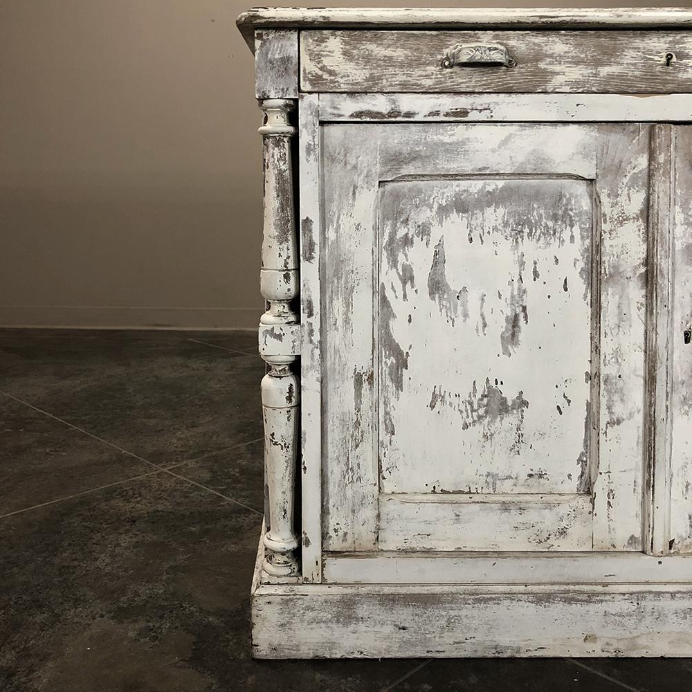 Hand-Crafted 19th Century Rustic Neoclassical Painted Store Counter