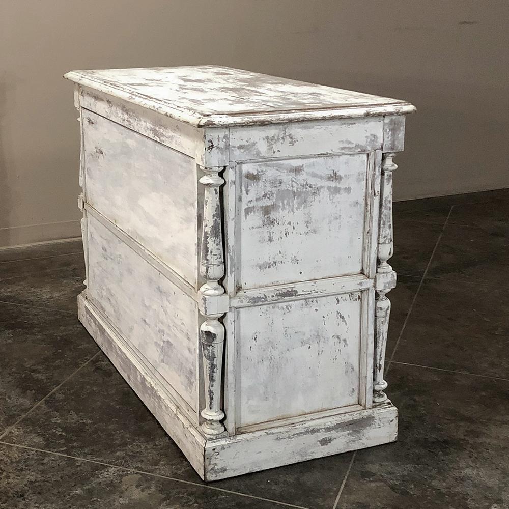 Late 19th Century 19th Century Rustic Neoclassical Painted Store Counter