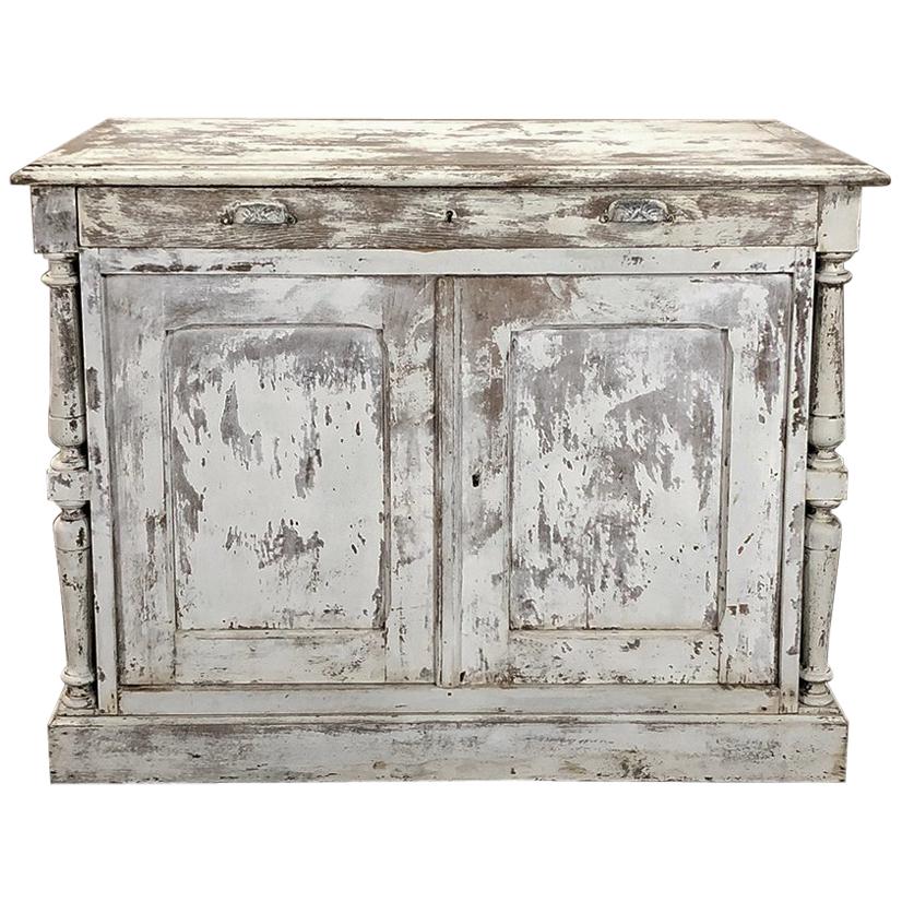 19th Century Rustic Neoclassical Painted Store Counter