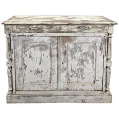 19th Century Rustic Neoclassical Painted Store Counter