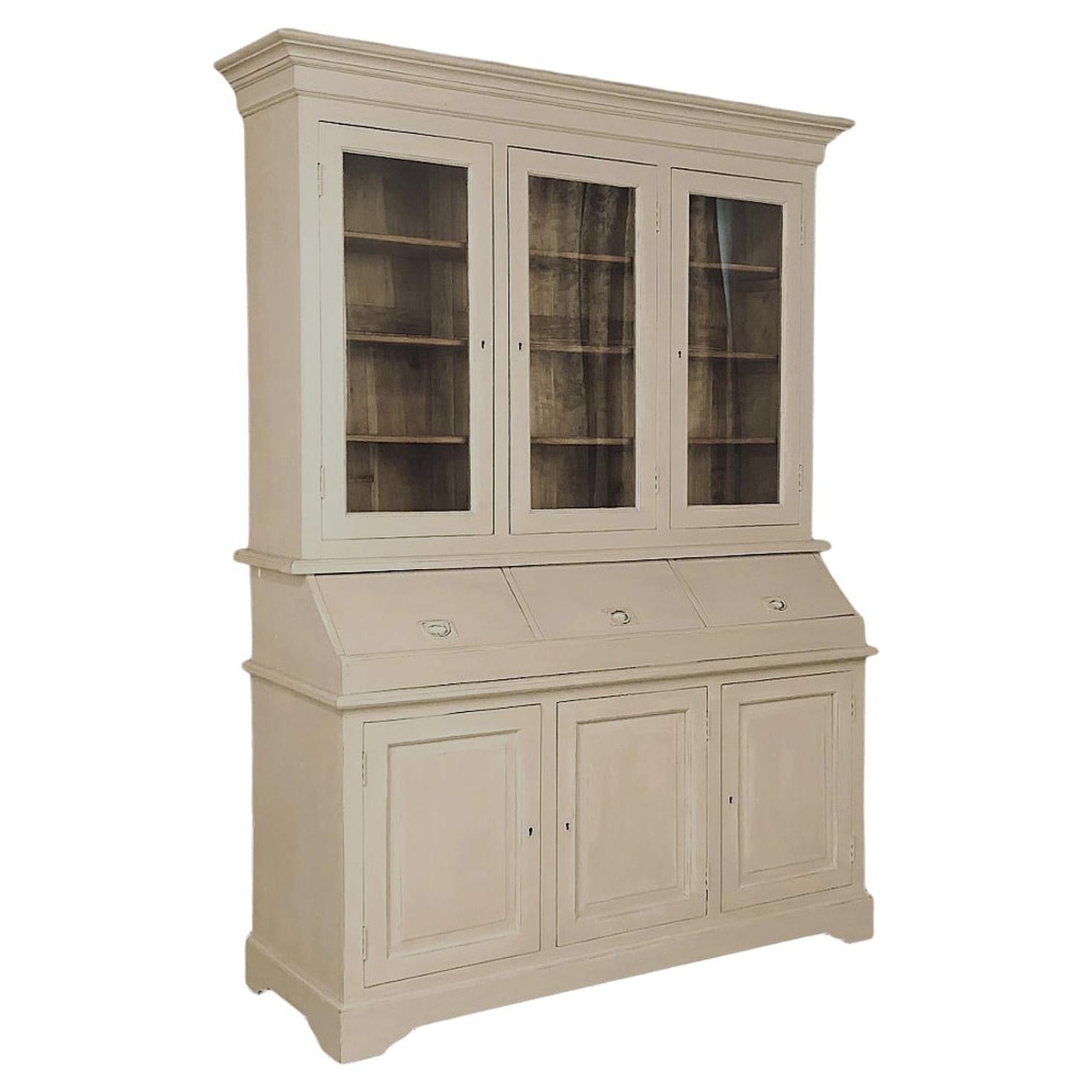 19th Century Rustic Neoclassical Painted Store Display, Bookcase For ...