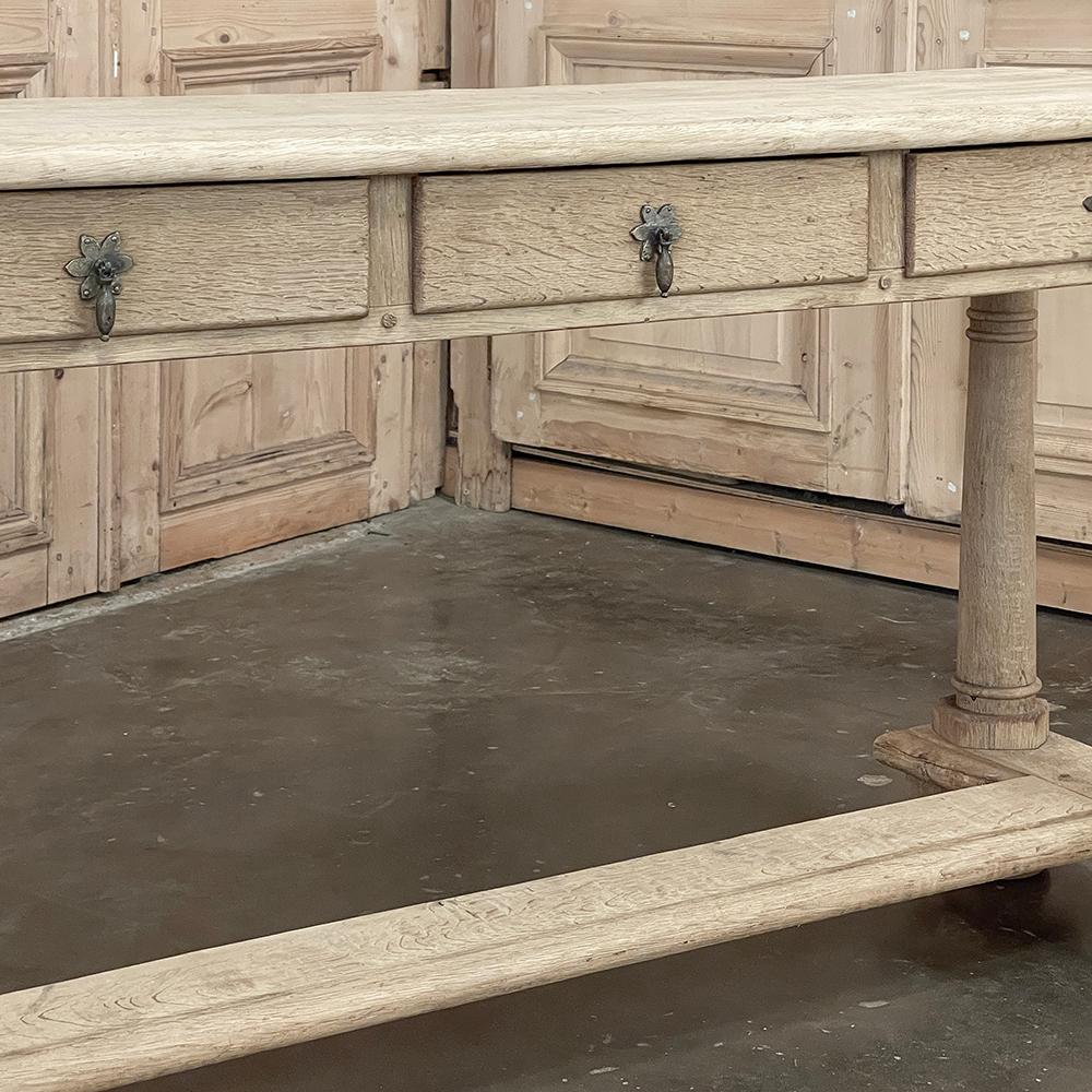 19th Century Rustic Neoclassical Sofa Table ~ Console in Stripped Oak 4