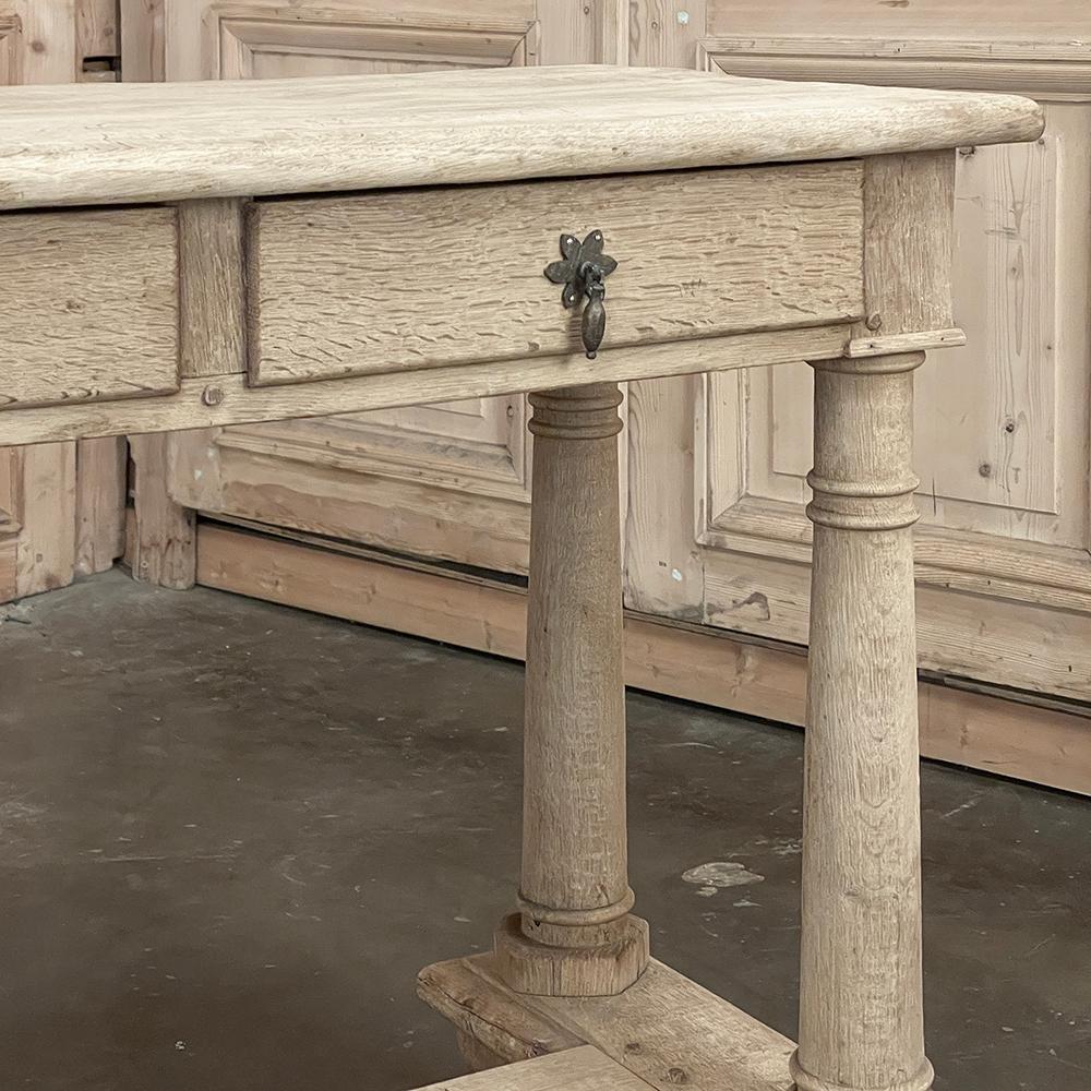 19th Century Rustic Neoclassical Sofa Table ~ Console in Stripped Oak 5