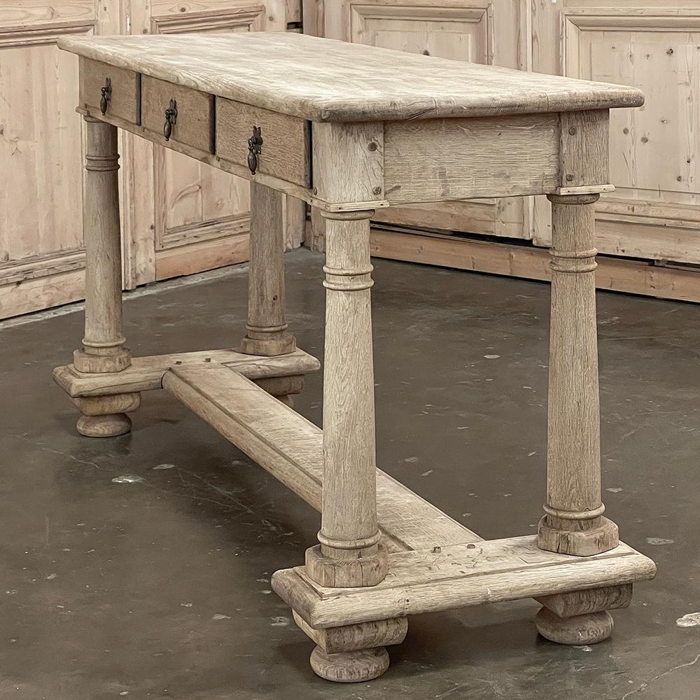 19th Century Rustic Neoclassical Sofa Table ~ Console in Stripped Oak 7