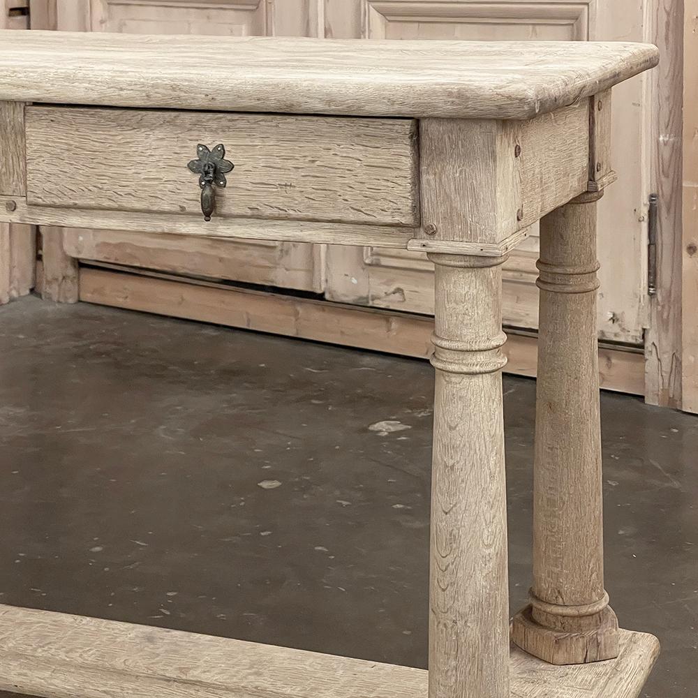 19th Century Rustic Neoclassical Sofa Table ~ Console in Stripped Oak 8