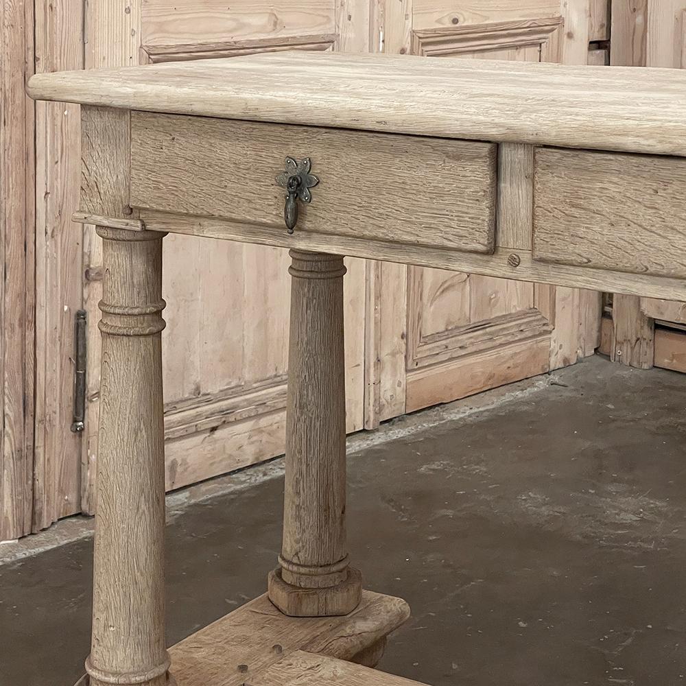 19th Century Rustic Neoclassical Sofa Table ~ Console in Stripped Oak 10