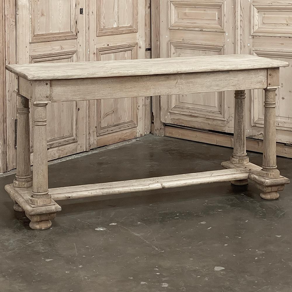 19th Century Rustic Neoclassical Sofa Table ~ Console in Stripped Oak 12