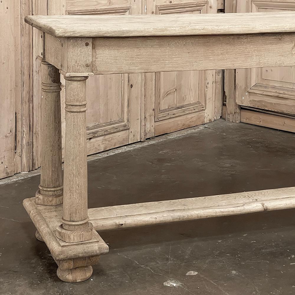 19th Century Rustic Neoclassical Sofa Table ~ Console in Stripped Oak 13