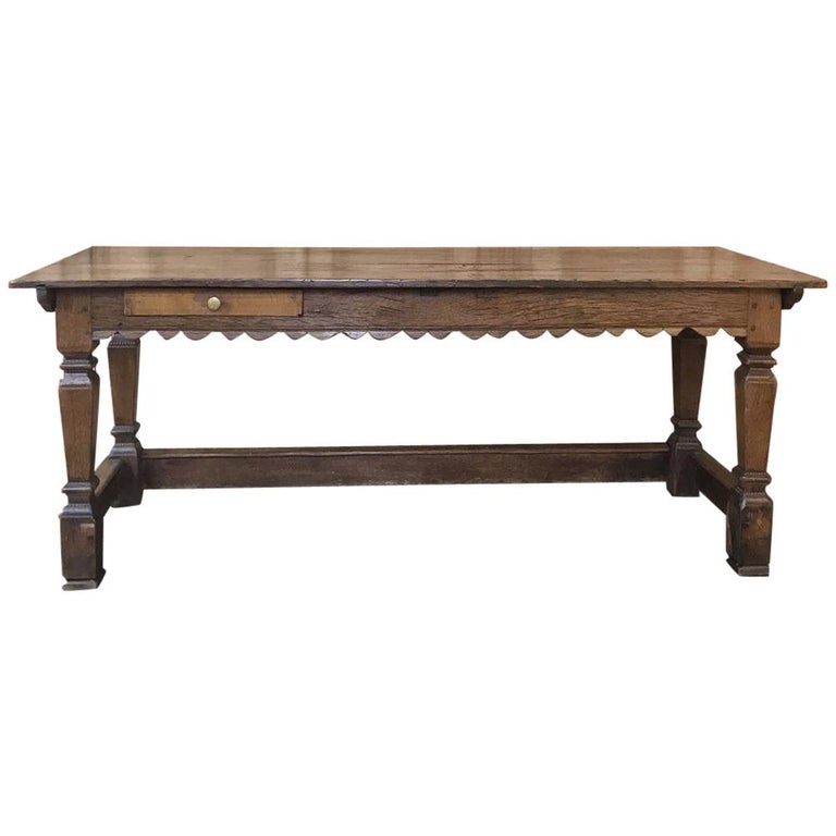 19th Century Rustic Oak Desk Farm Table For Sale At 1stdibs