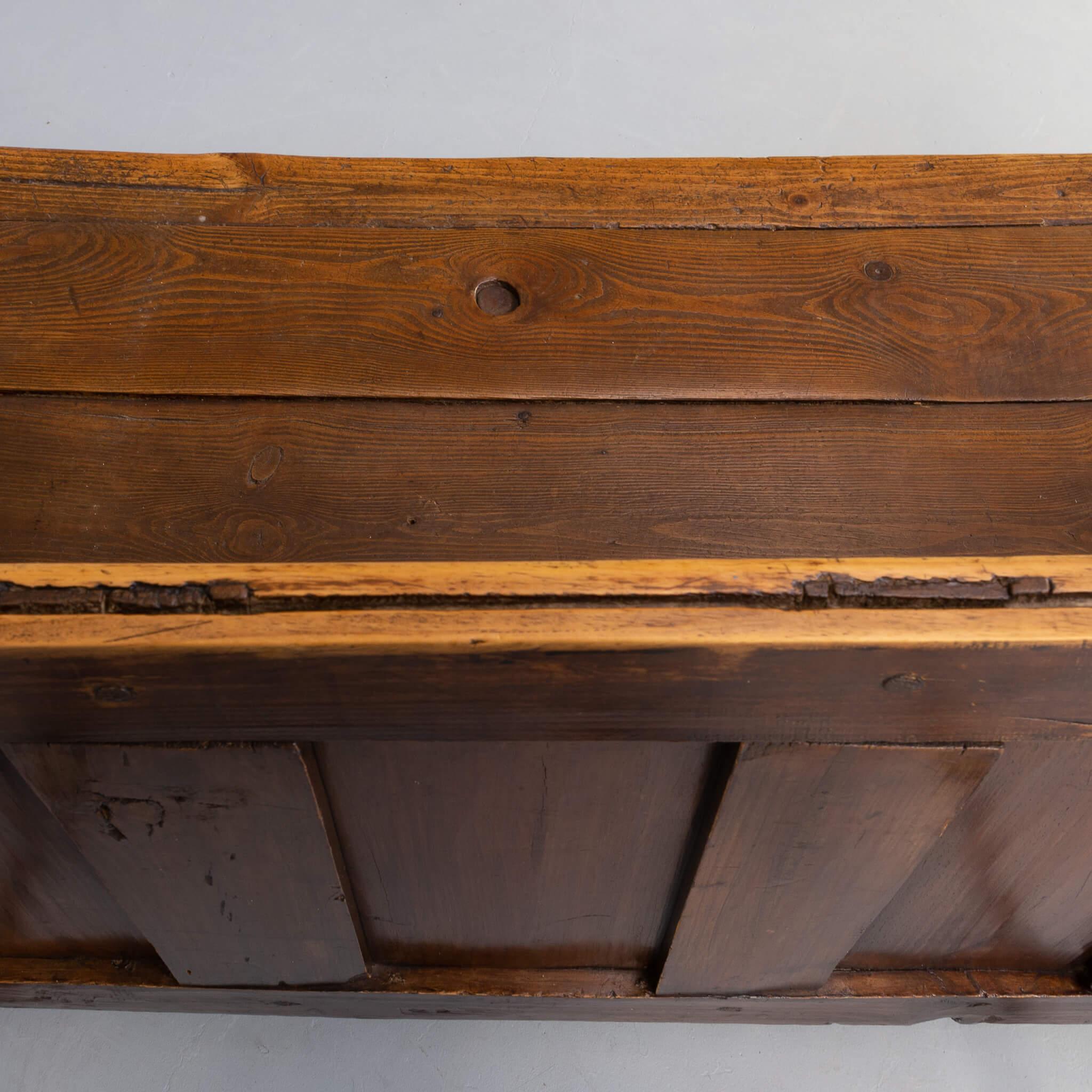 19th Century Rustic Oak Wooden Bench For Sale 6