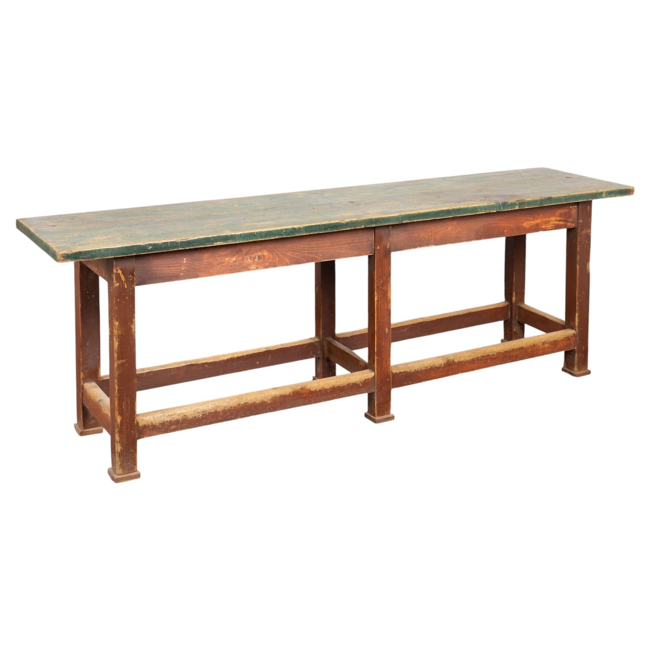 Table console rustique du XIXe siècle, peinte d'origine
