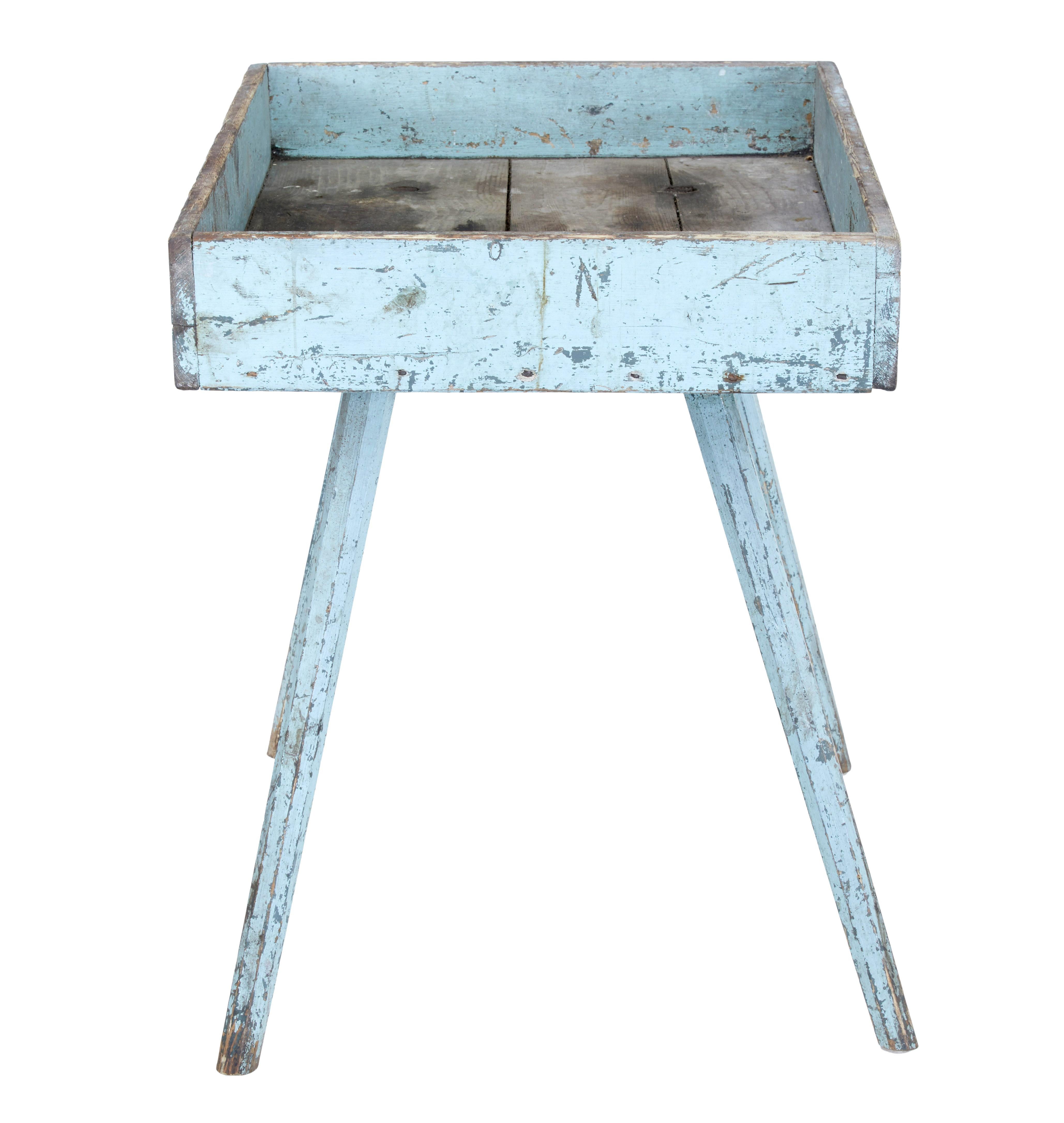 19th Century Rustic Painted Pine Garden Room Tray Table For Sale 1