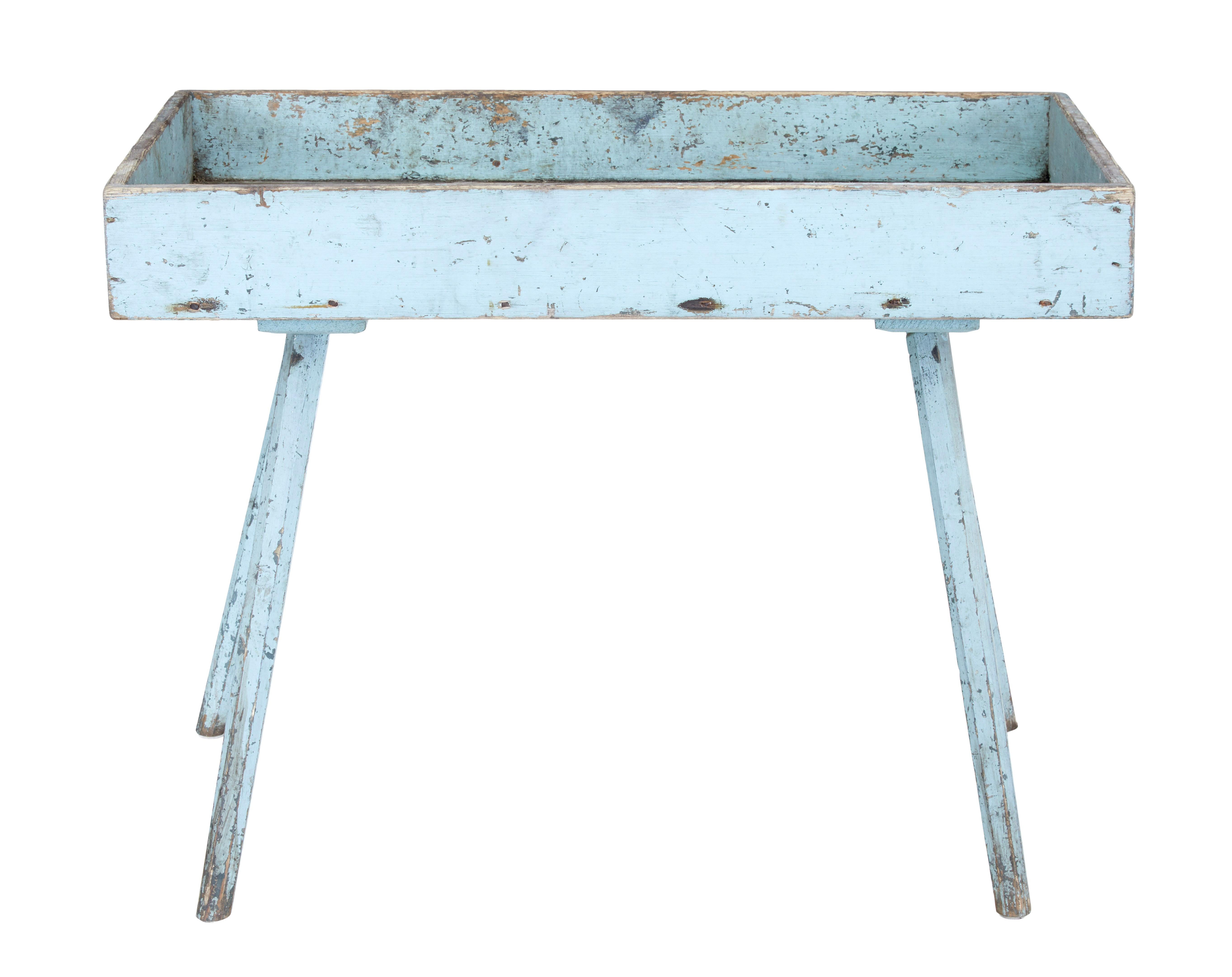 19th Century Rustic Painted Pine Garden Room Tray Table For Sale 2