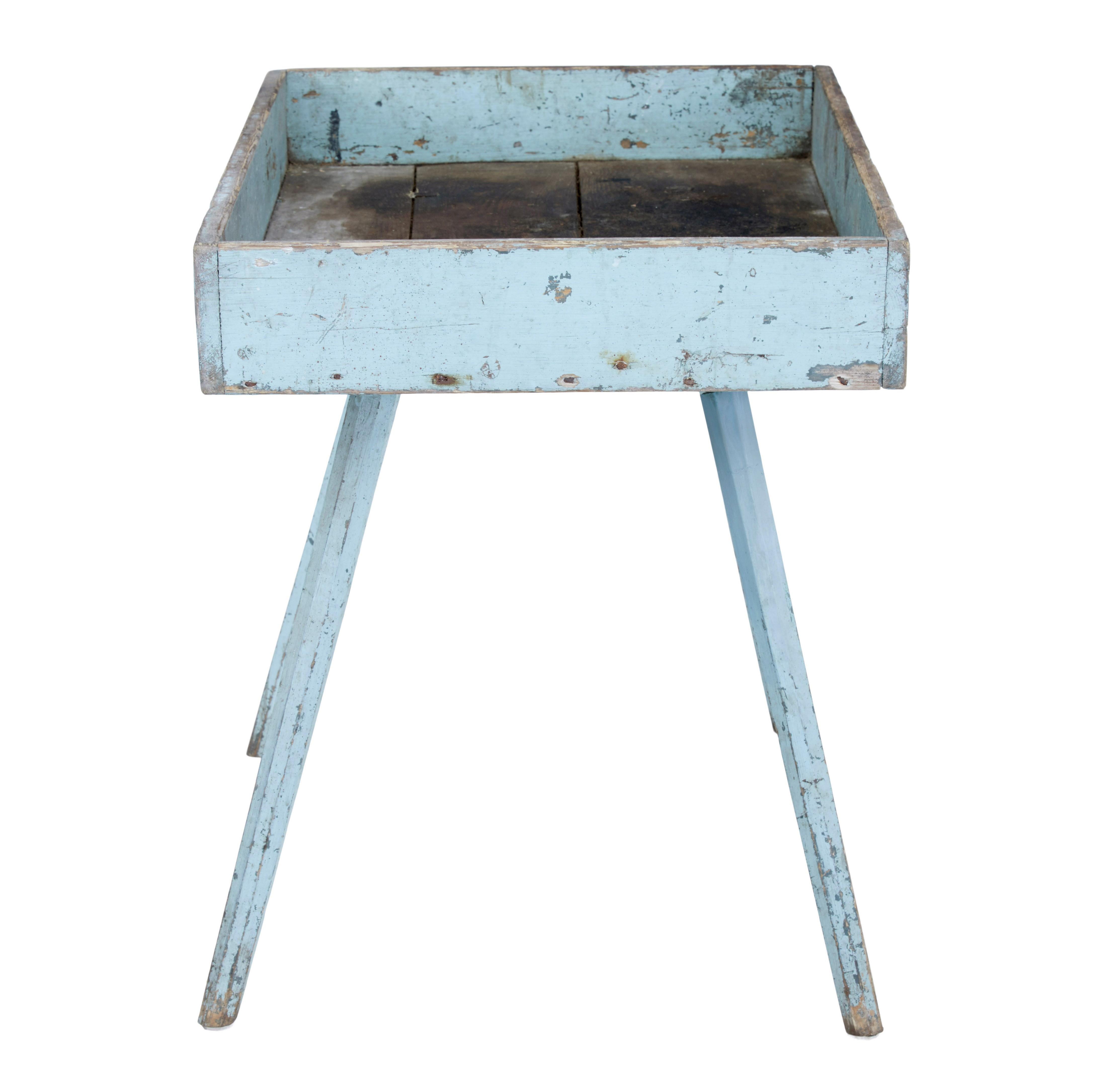 19th Century Rustic Painted Pine Garden Room Tray Table For Sale 3