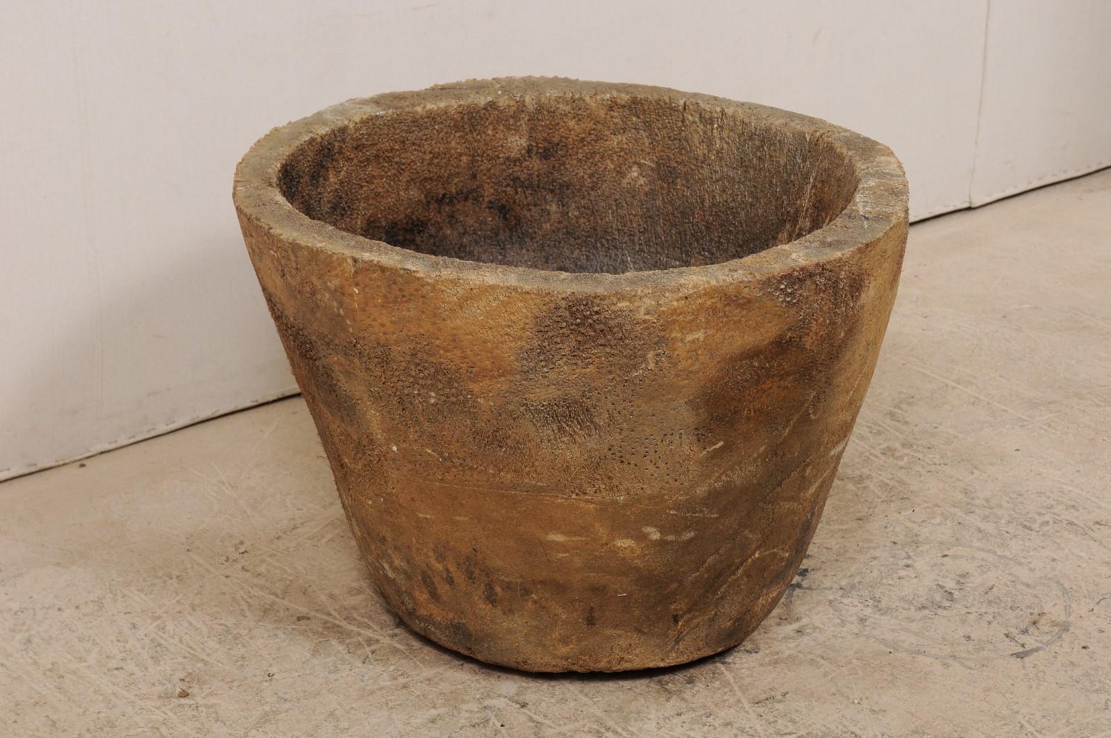 Carved 19th Century Rustic Palm Root Storage Pot from Guatemala