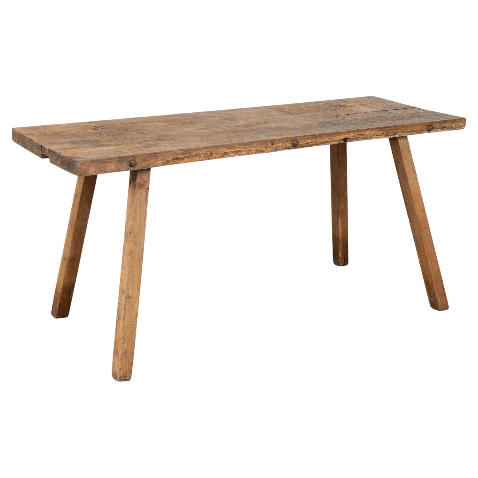 19th Century Rustic Peg Leg Console Table