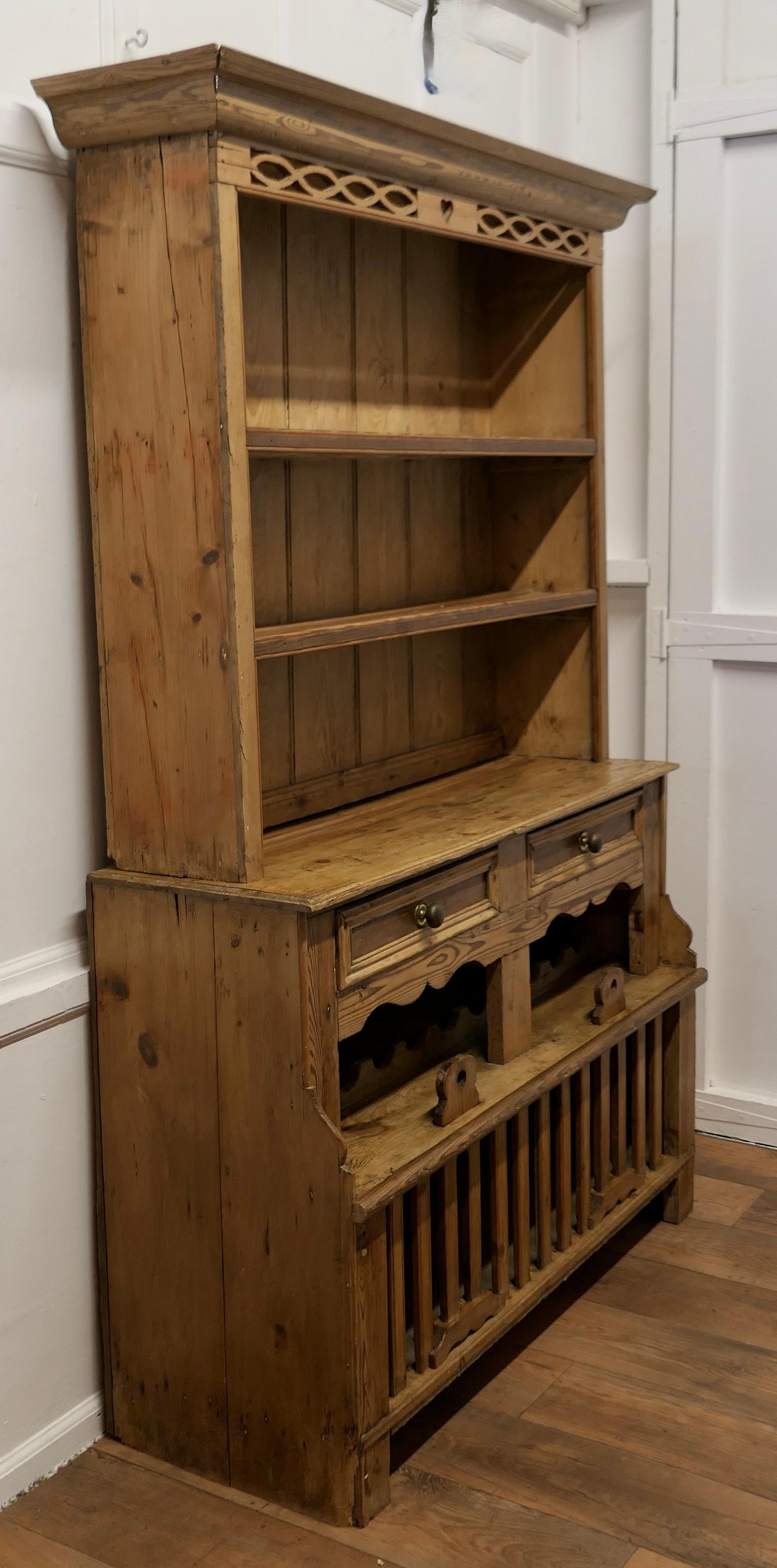 19th Century Rustic Pine Irish Chicken Hutch Dresser    For Sale 2