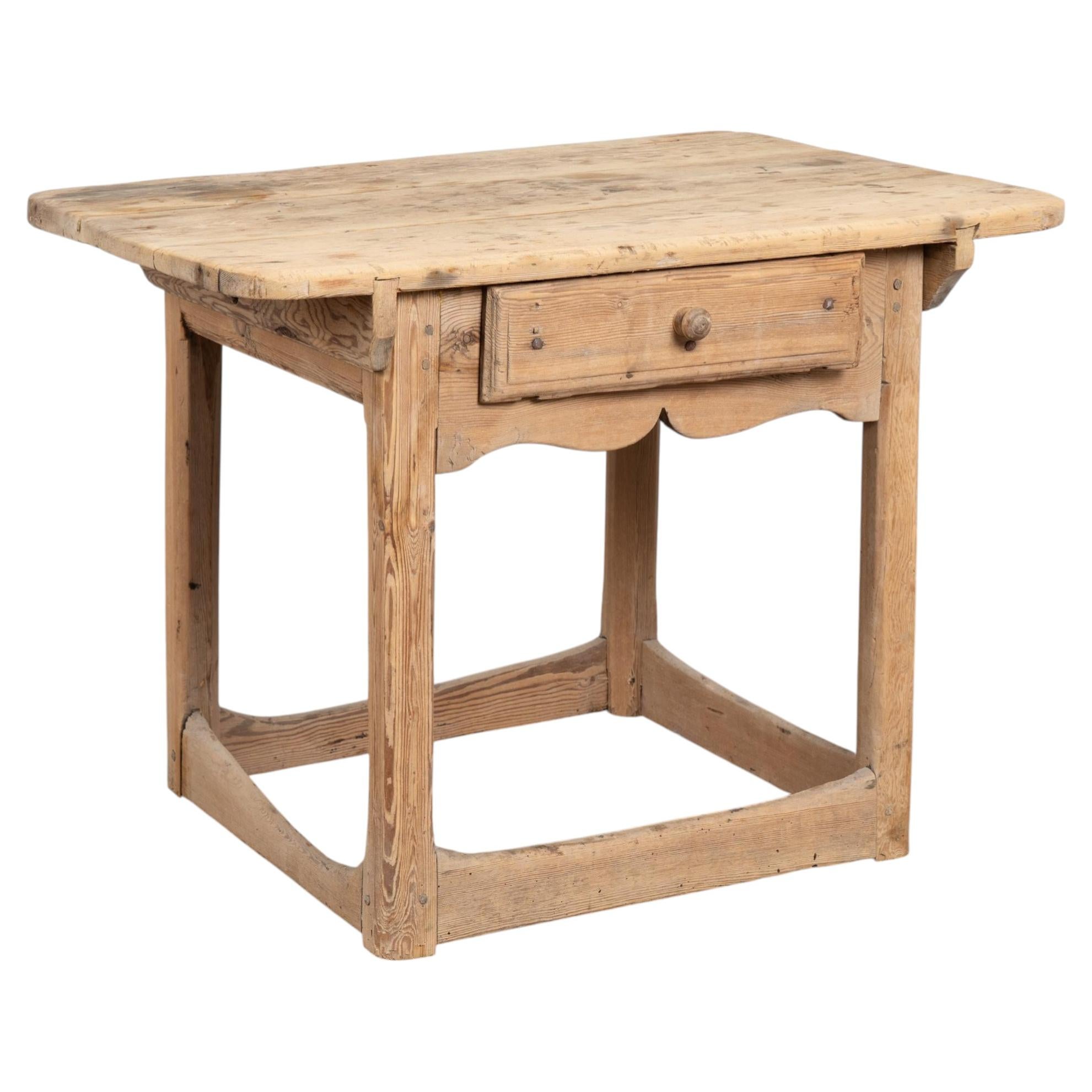 19th Century Rustic Pine Side Table with Single Drawer