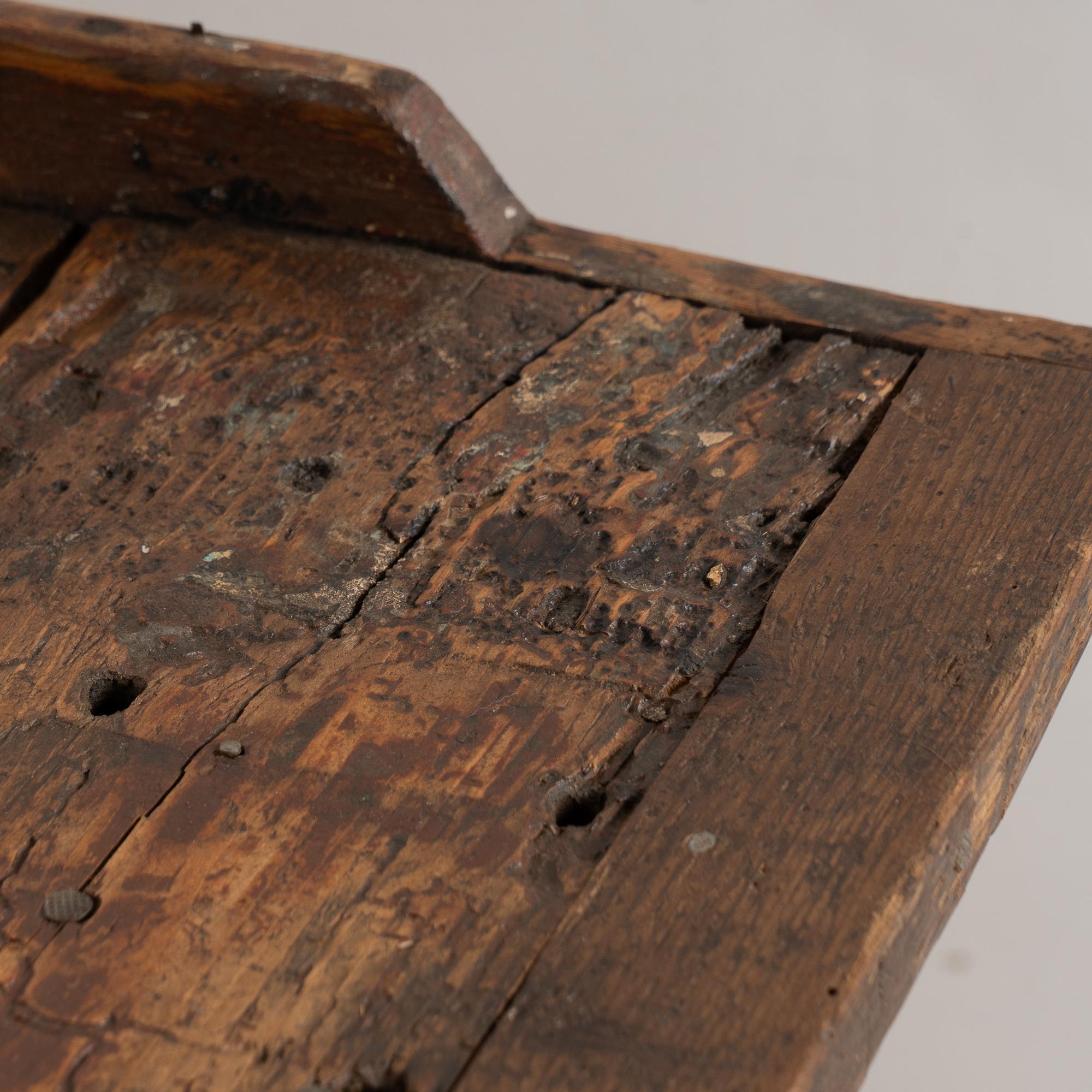 19th Century Rustic Pine Work Table with Shelf, Console or Island For Sale 10