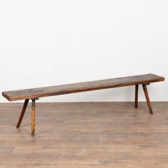 19th Century Rustic Plank Bench with Splay Peg Legs
