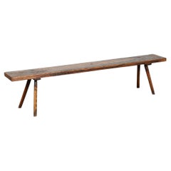 19th Century Rustic Plank Bench with Splay Peg Legs
